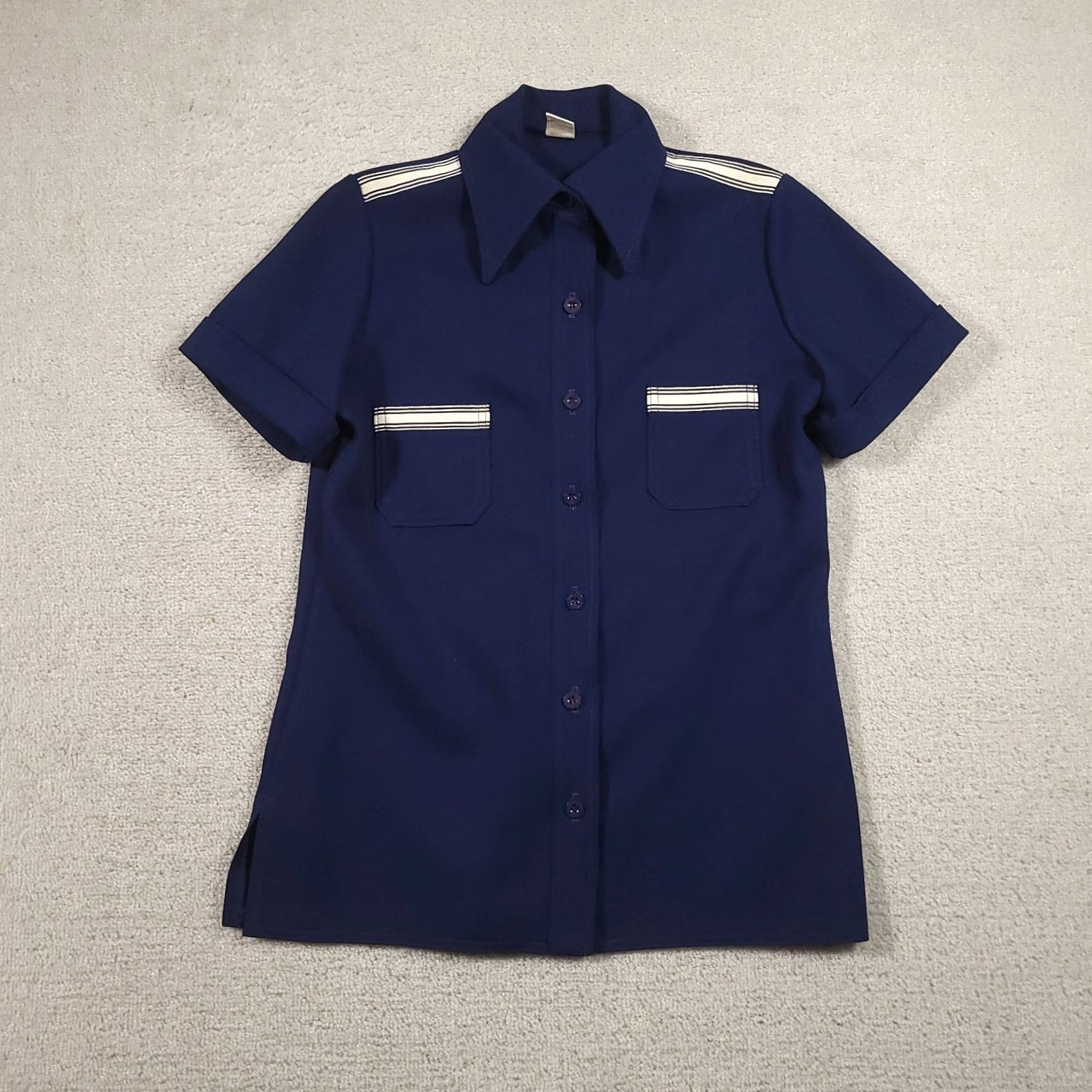 Jantzen VINTAGE Jantzen Top Shirt Womens 12 Blue Button Up Short Sleeve 70s Size XL / US 12-14 / IT 48-50 - 2 Thumbnail