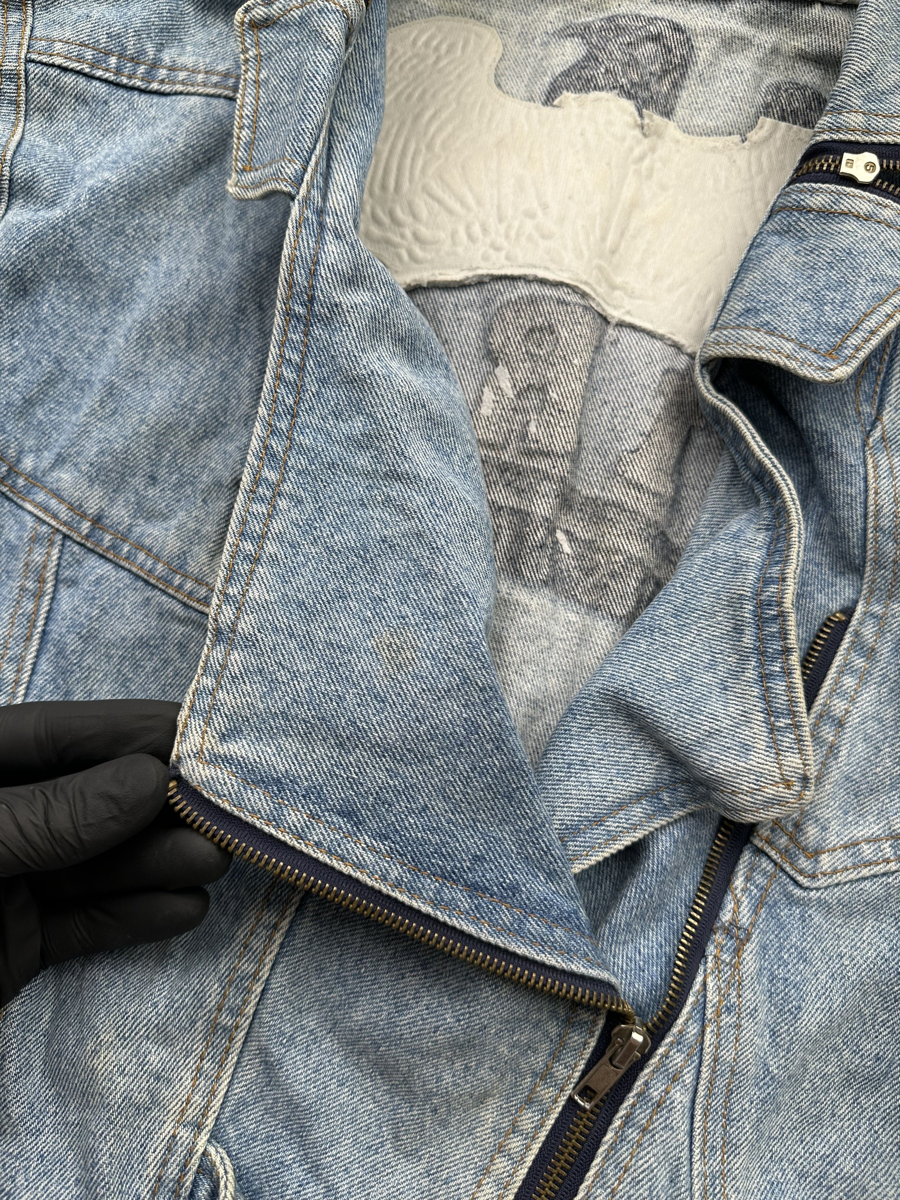 Vintage Vintage Biker Denim Jacket A148(362) Size S / US 4 / IT 40 - 6 Thumbnail