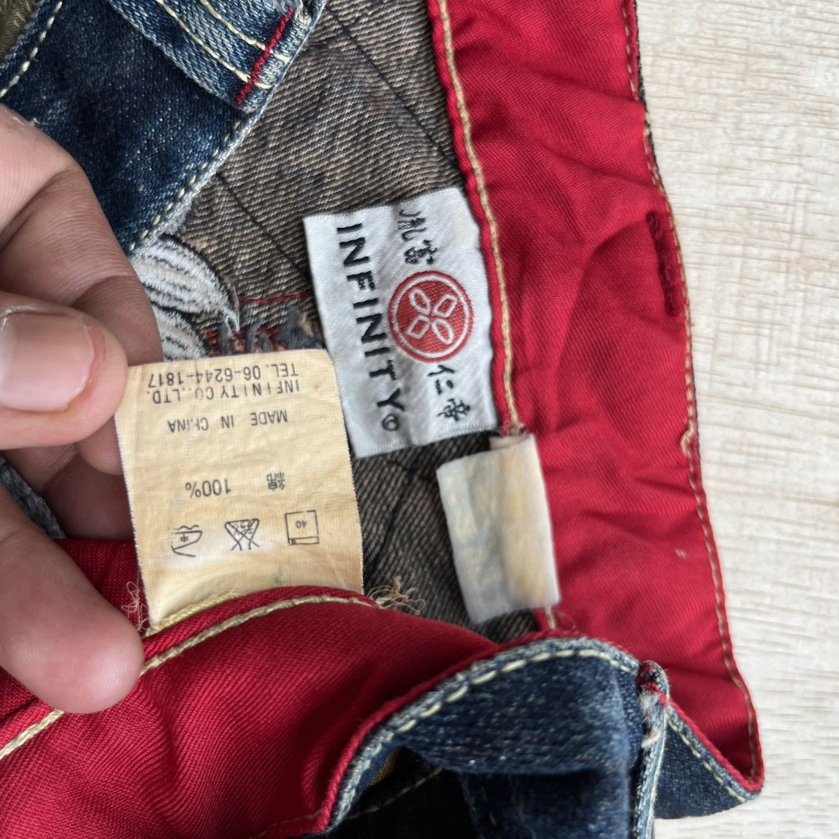 Japanese Brand INFINITY SUKAJAN EMBROIDERED DISTRESSED JEANS Size US 33 - 4 Thumbnail