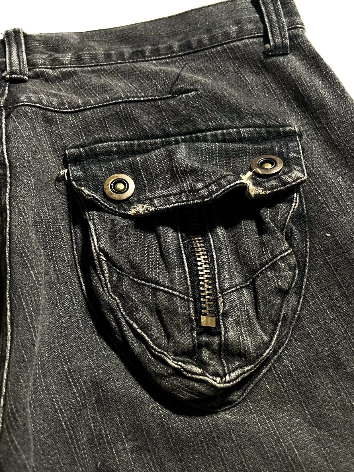 Japanese Brand Y2K Slow Hand Jam Black Cargo Flare Jeans Size US 34 / EU 50 - 14 Thumbnail