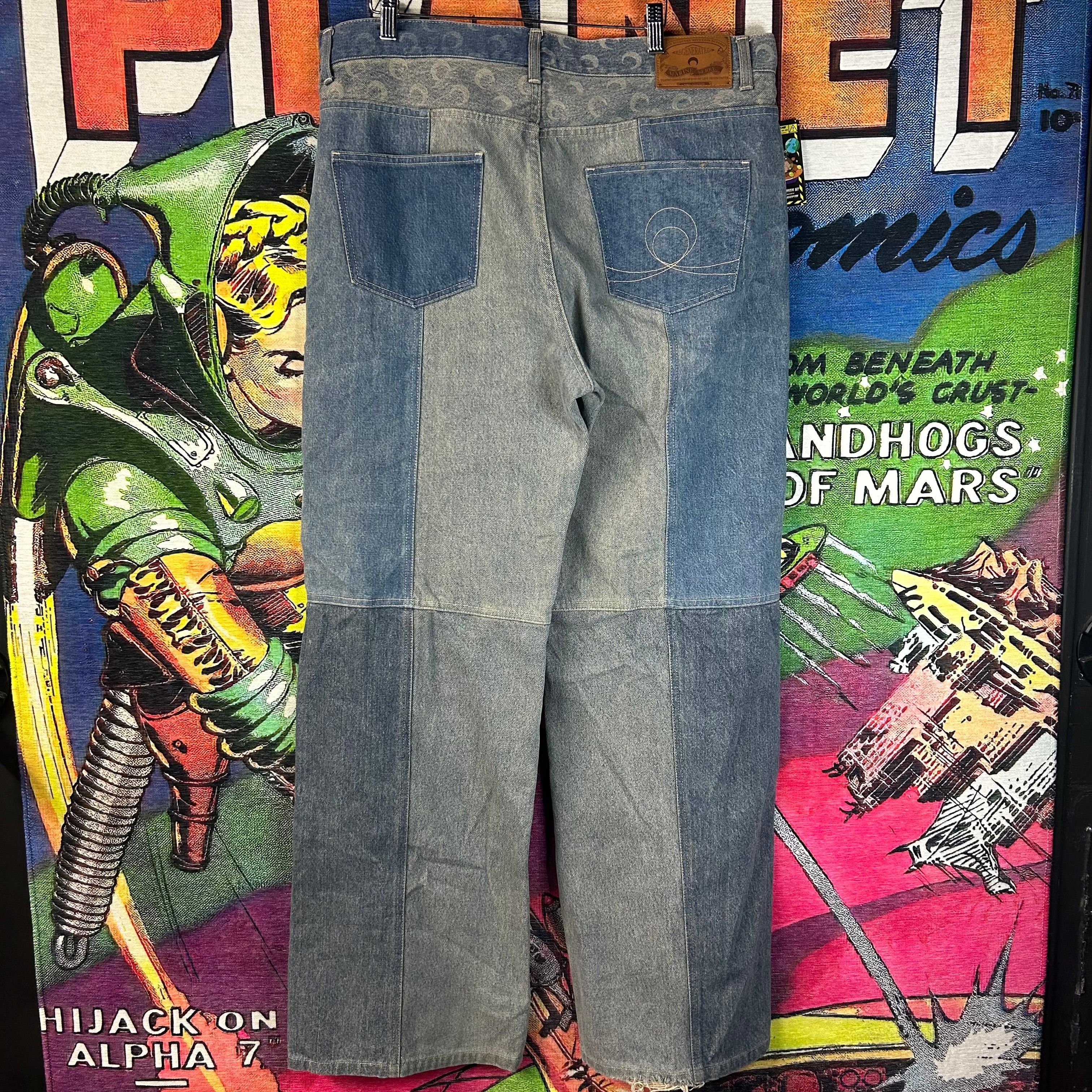 Marine Serre Marine Serre Regenerated Denim Wild Leg Pants Size XXL / 38” Size US 38 / EU 54 - 2 Thumbnail