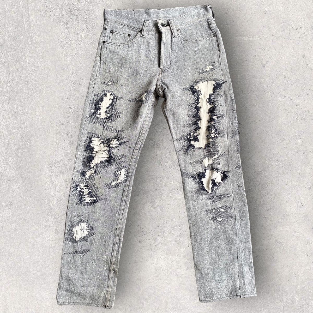 Issey Miyake APOC Jacquard Destroyed And Repaired Jeans Size US 29 - 1 Thumbnail
