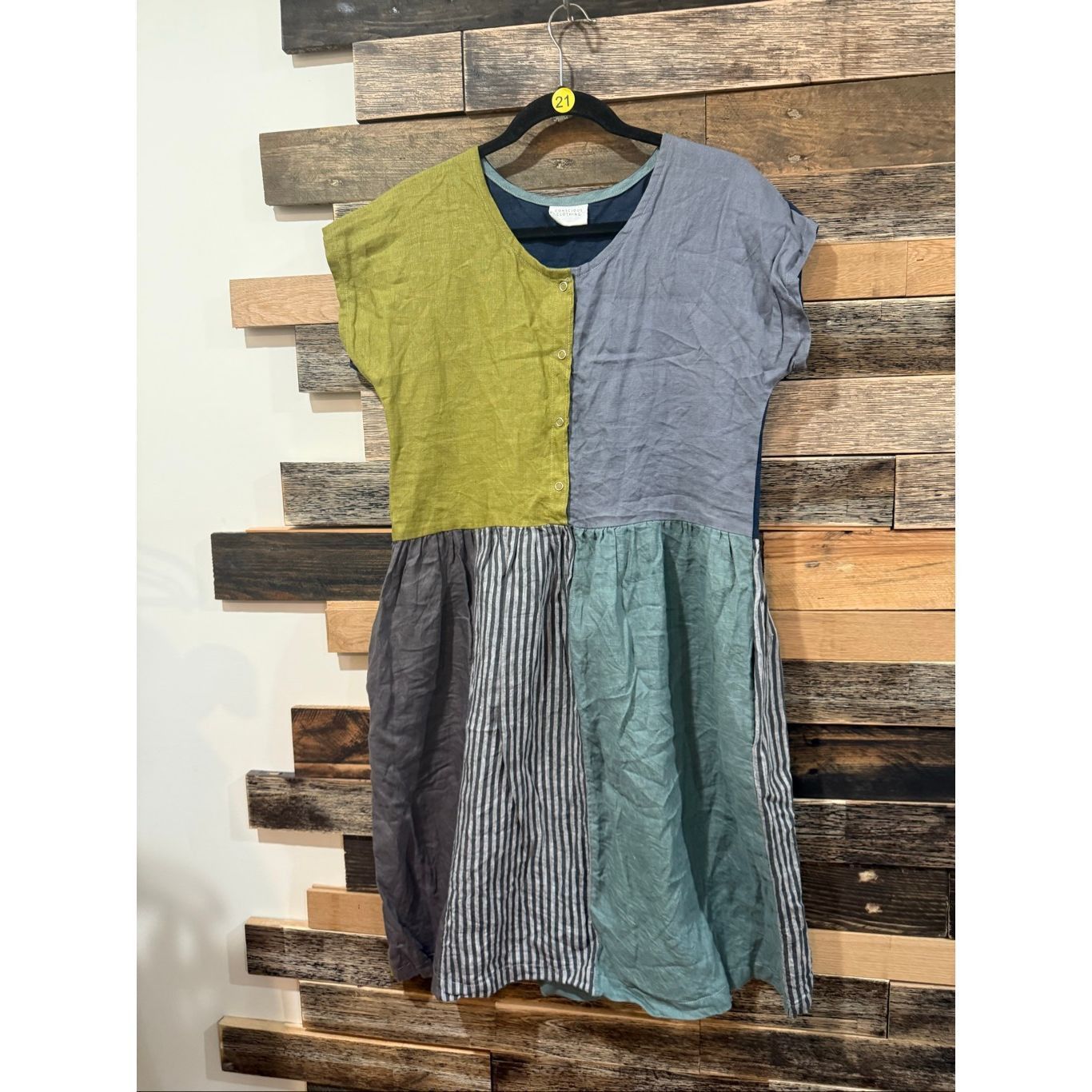Advisry Clothing Conscious Clothing linen patchwork dress sz Small Size S / US 4 / IT 40 - 1 Thumbnail