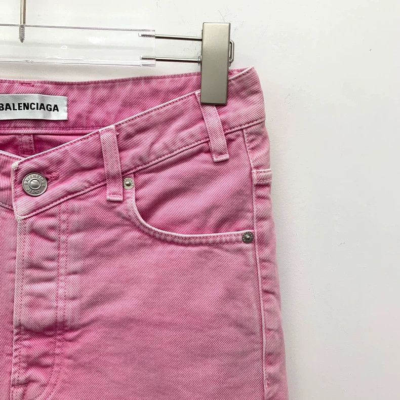 Balenciaga Balenciaga Pink Worn Cotton Casual Denim Skirt Size 24" / US 00 / IT 34 - 3 Thumbnail