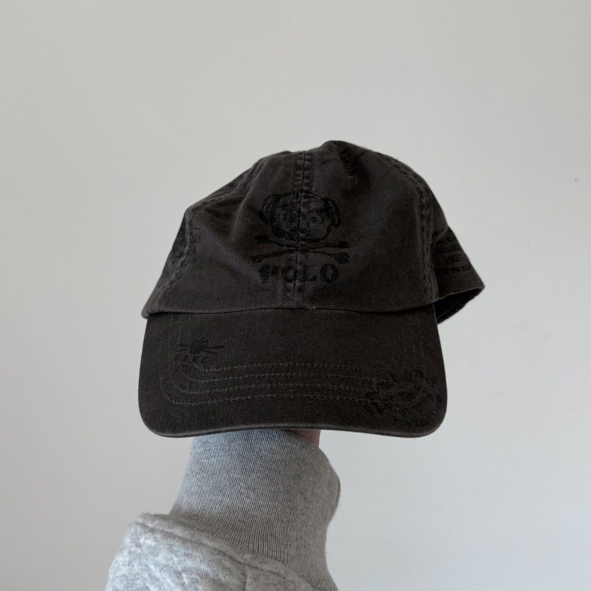 Polo Ralph Lauren Vtg Polo Ralph Lauren Faded Bear Crossbones Stenciled Hat Size ONE SIZE - 1 Thumbnail