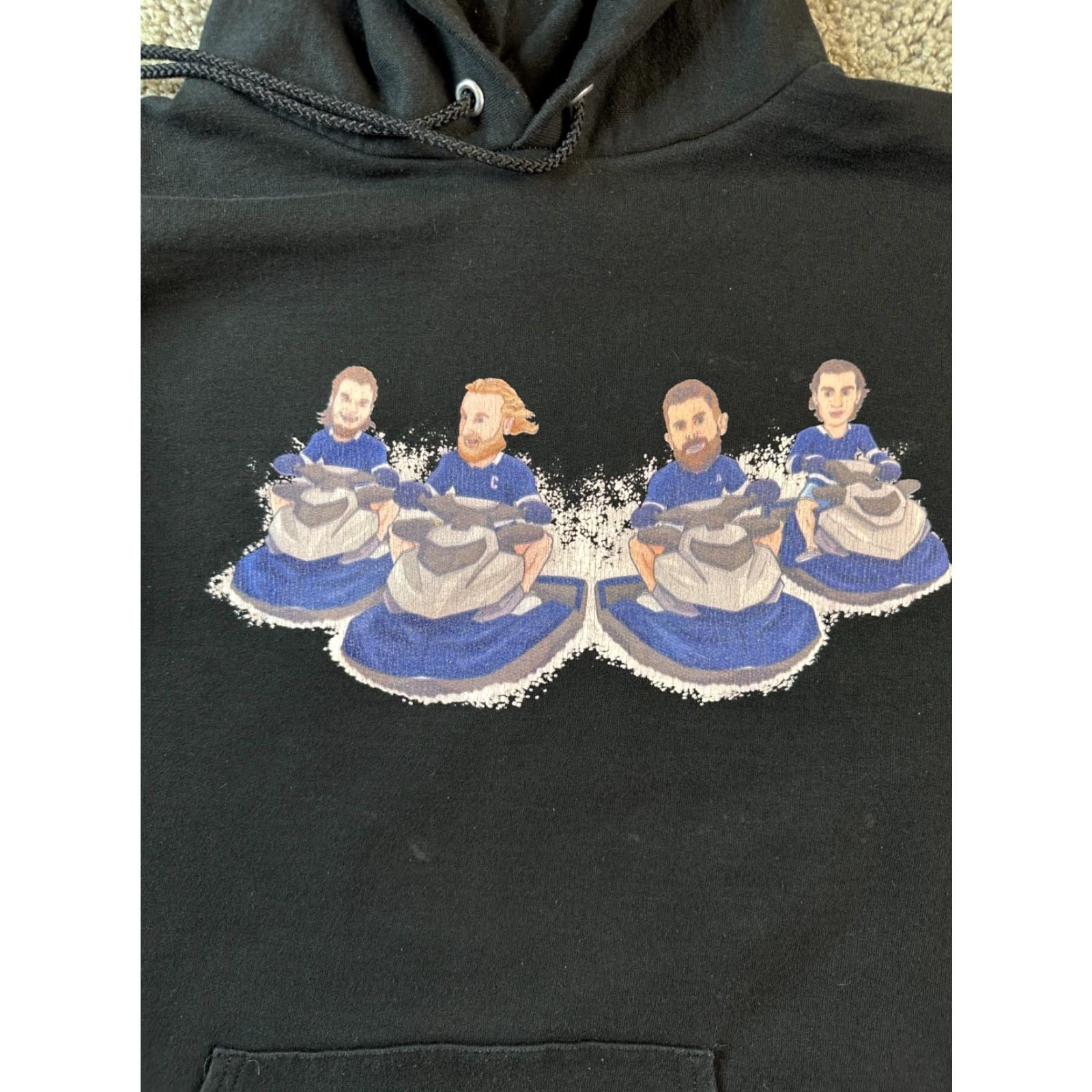 Champion Barstool Sports Champion Hoodie Mens Medium Black Blue Jet Skis Sweatshirt Logo Pullover Hooded Pockets Crew Neck Size US M / EU 48-50 / 2 - 4 Thumbnail