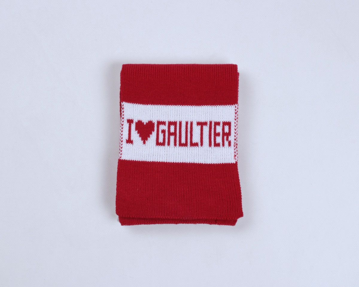 Designer × Jean Paul Gaultier Jean Paul Gaultier I Love Red White Striped Unisex Scarf Size ONE SIZE - 1 Thumbnail