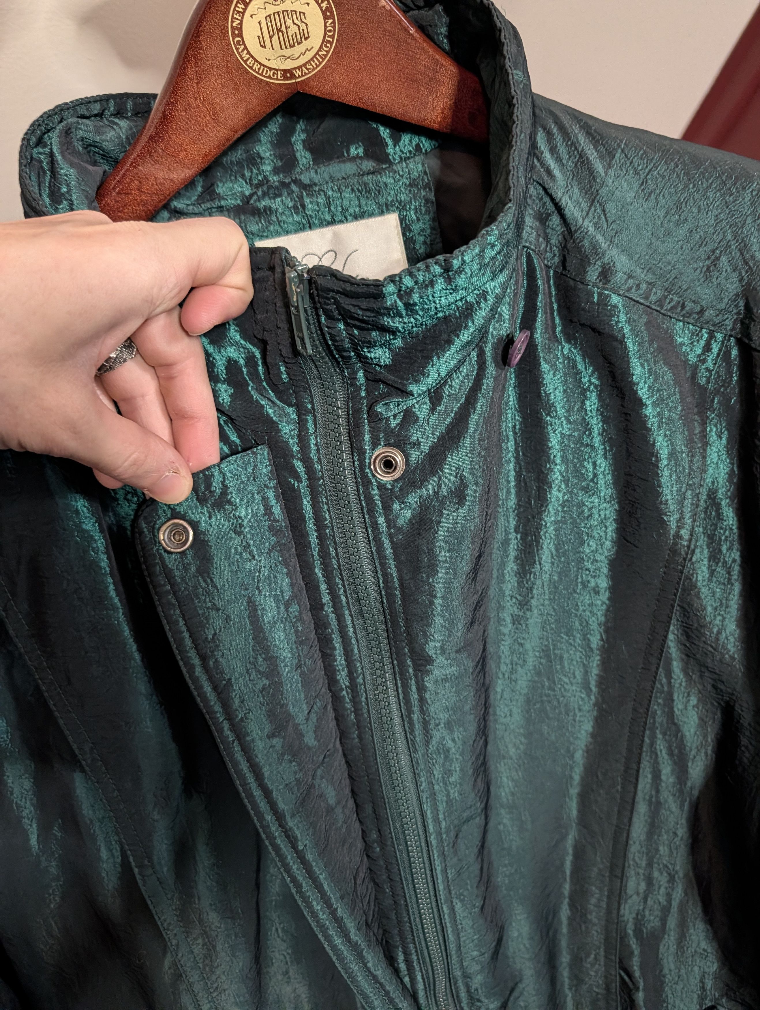 ELAN Vtg iridescent green insulated zip-up parka coat Size L / US 10 / IT 46 - 5 Thumbnail