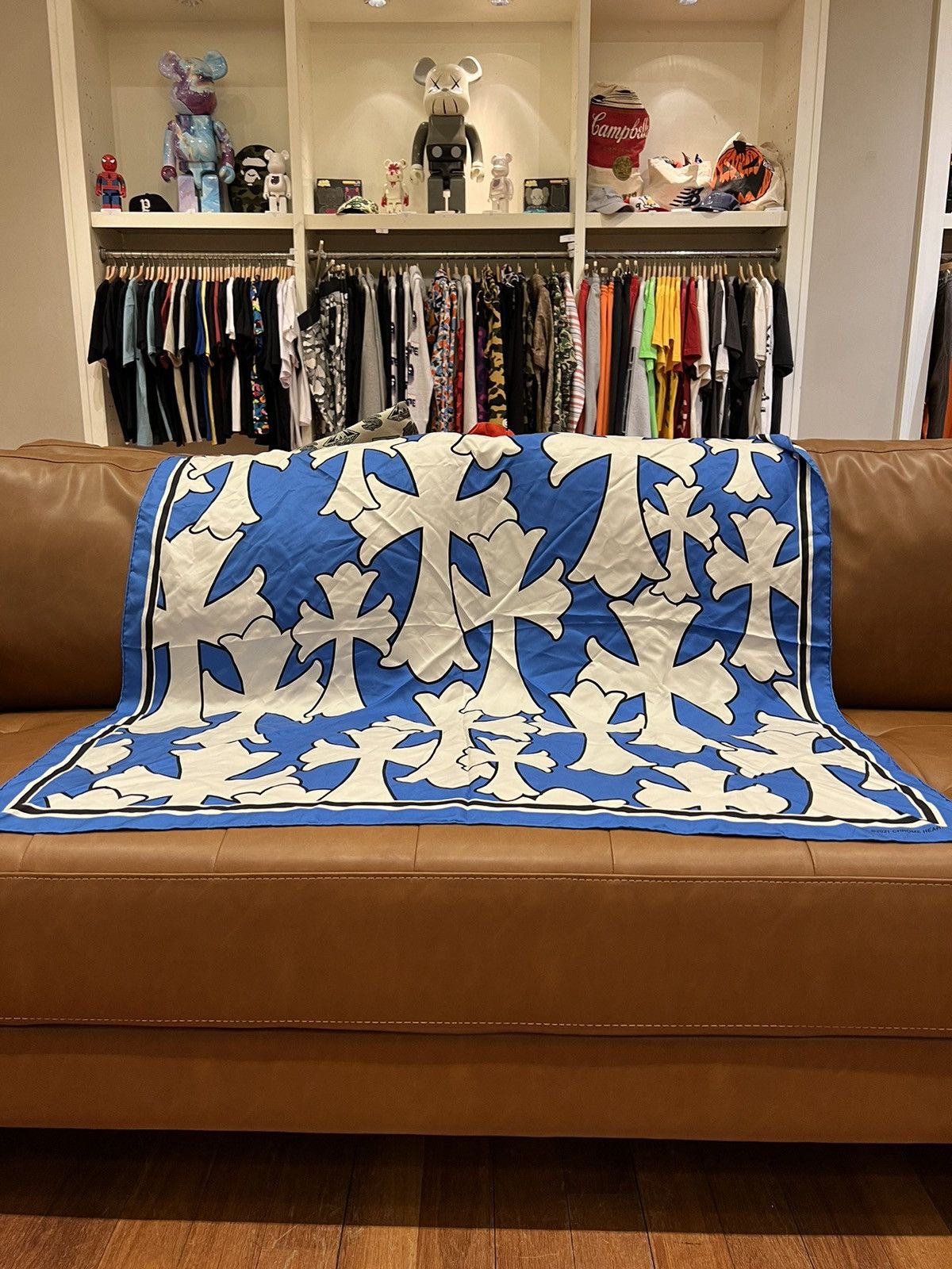 Chrome Hearts HUGE Chrome Hearts Cemetery Cross Silk Scarf | Grailed
