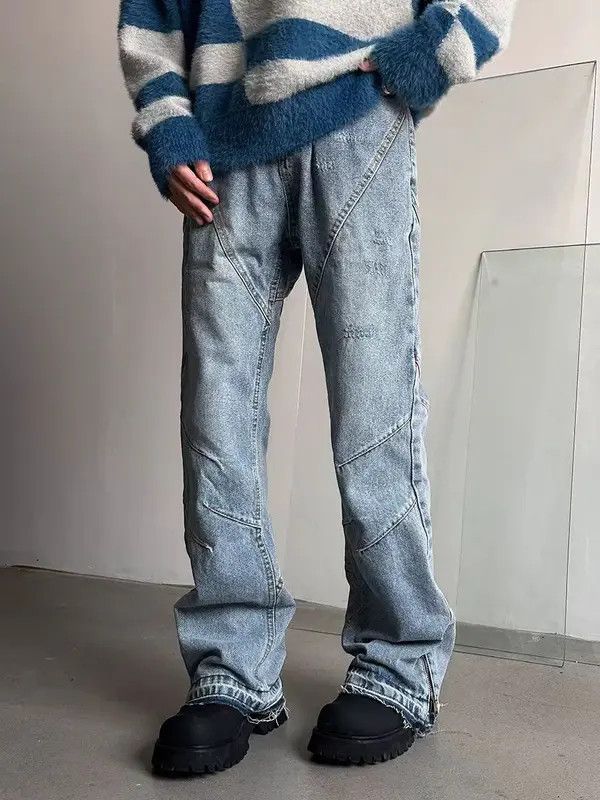 VIBE Street Hip Hop Side Zip Micro Flare Y2K Jeans Size US 30 / EU 46 - 2 Thumbnail
