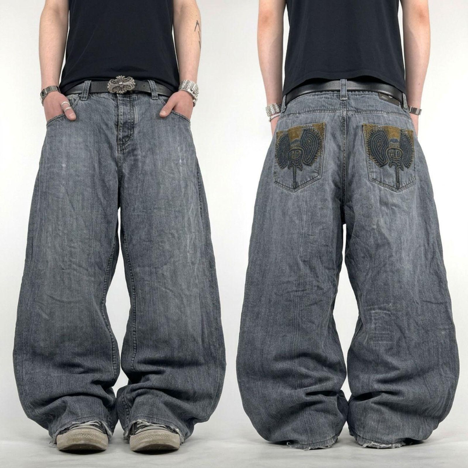 Le Grande Bleu (L.G.B.) LGB Faded Black S-Wolf Cut Denim Jeans