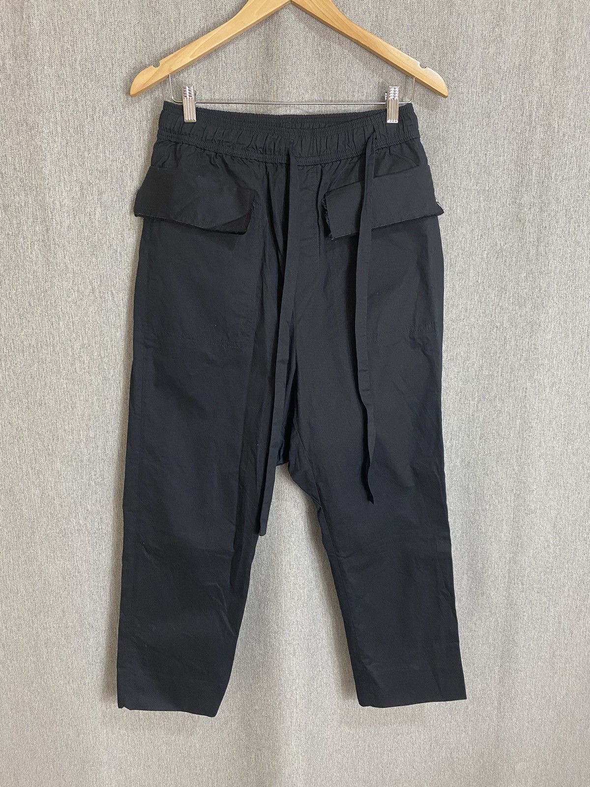 image of Damir Doma - String Detail Drop-Crotch Trouser Pants in Black, Men's (Size 30)