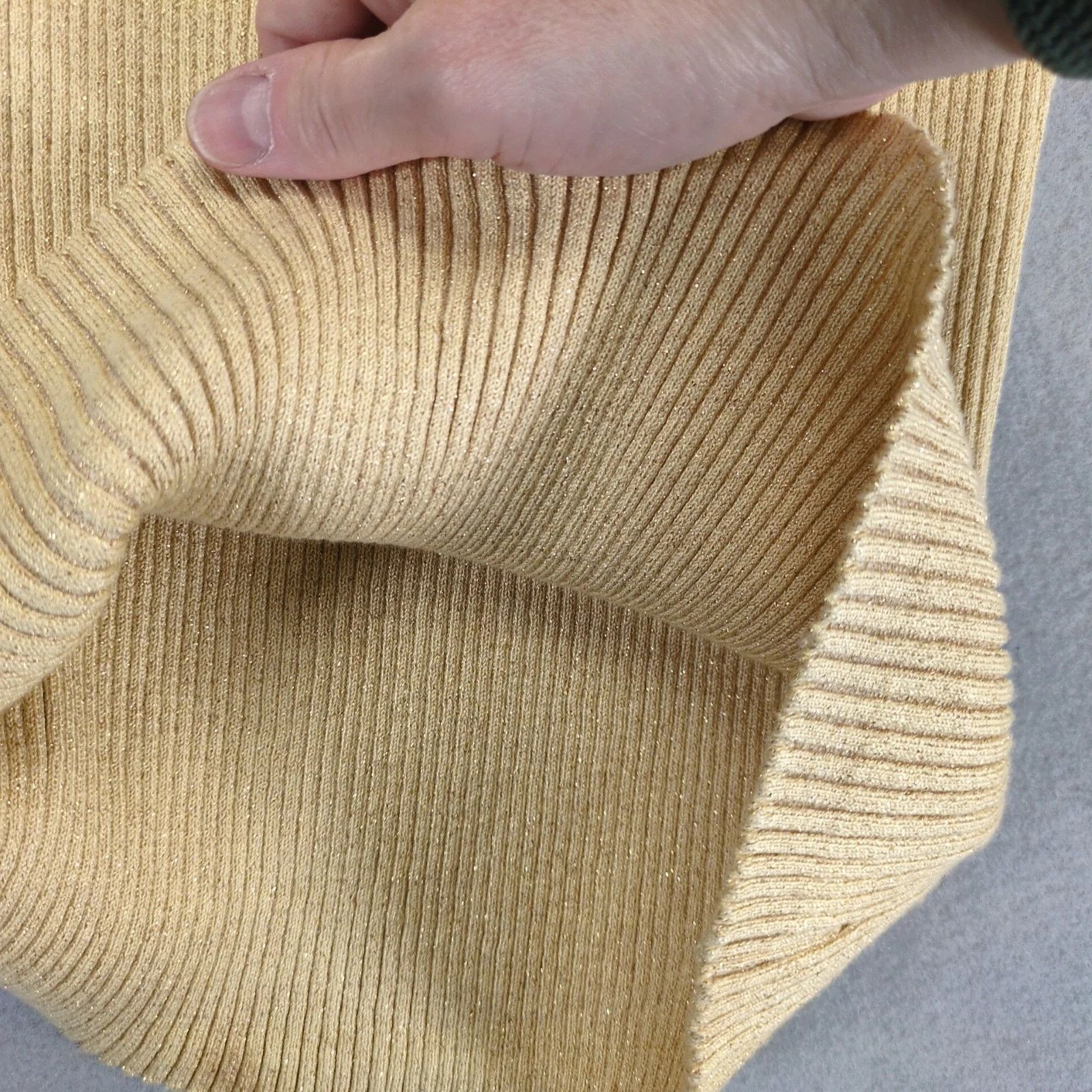 Vintage Victor Costa Gold Metallic Ribbed Knit Top Women's L Mock Nk Size L / US 10 / IT 46 - 9 Thumbnail