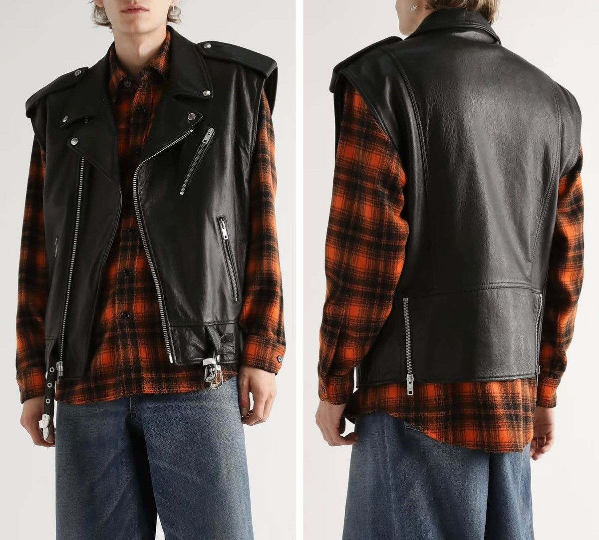 Celine RARE - SS22 Oversized Cowboy Lambskin Biker Vest 52 Size US L / EU 52-54 / 3 - 23 Thumbnail