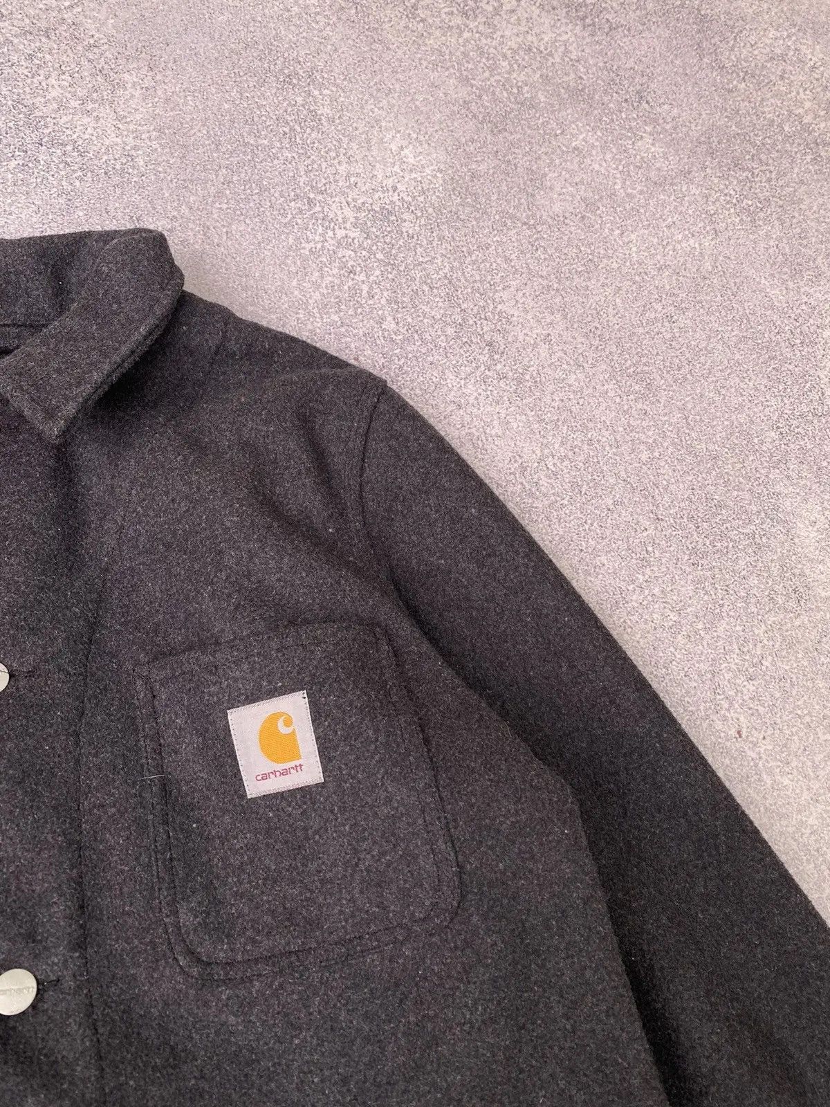 Carhartt × Vintage Vintage Carhartt woolen gil grey Coat Size US L / EU 52-54 / 3 - 5 Thumbnail