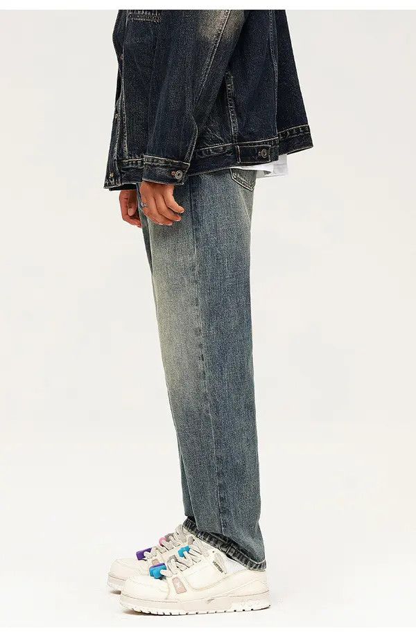 Japanese Brand Vintage distressed straight-leg men's washed loose jeans Size US 32 / EU 48 - 7 Thumbnail