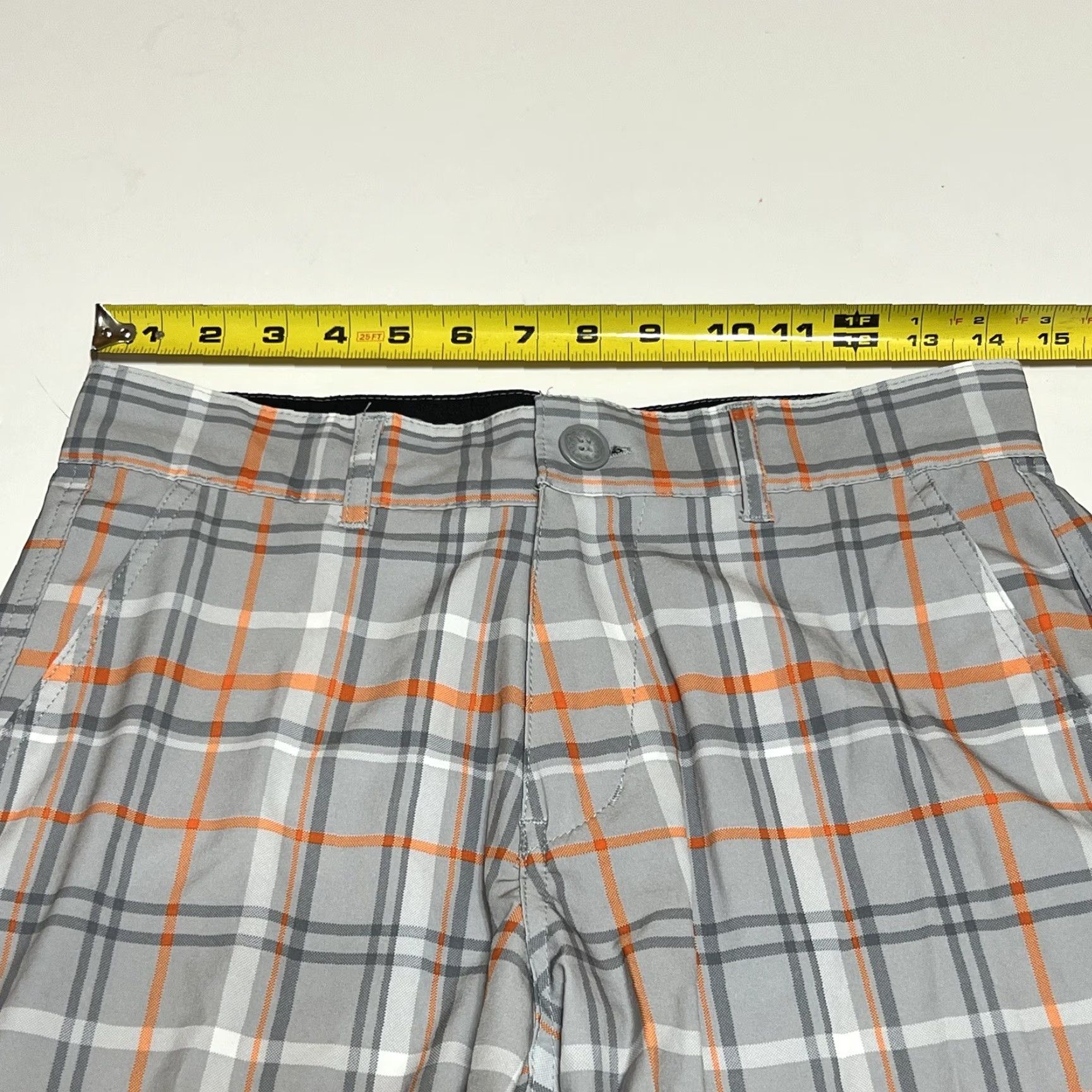 Vintage VINTAGE Op Flex 4 Way Stretch Men’s Shorts White Orange Gray Plaid Size 28 Size US 28 / EU 44 - 3 Thumbnail