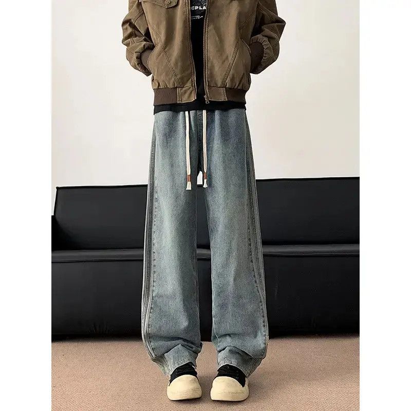 Retro loose straight leg casual jeans