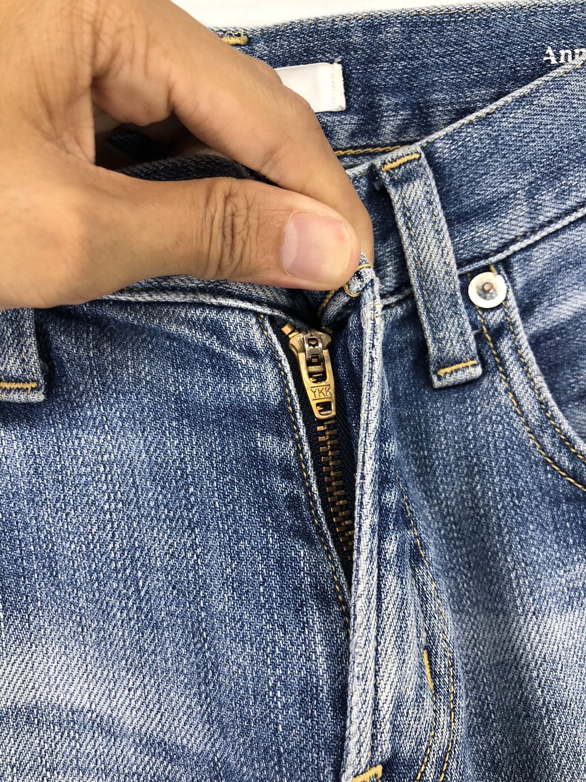 Japanese Brand Red Card Anniversary 25th Distressed Faded Blue Jeans Size US 28 / EU 44 - 10 Thumbnail