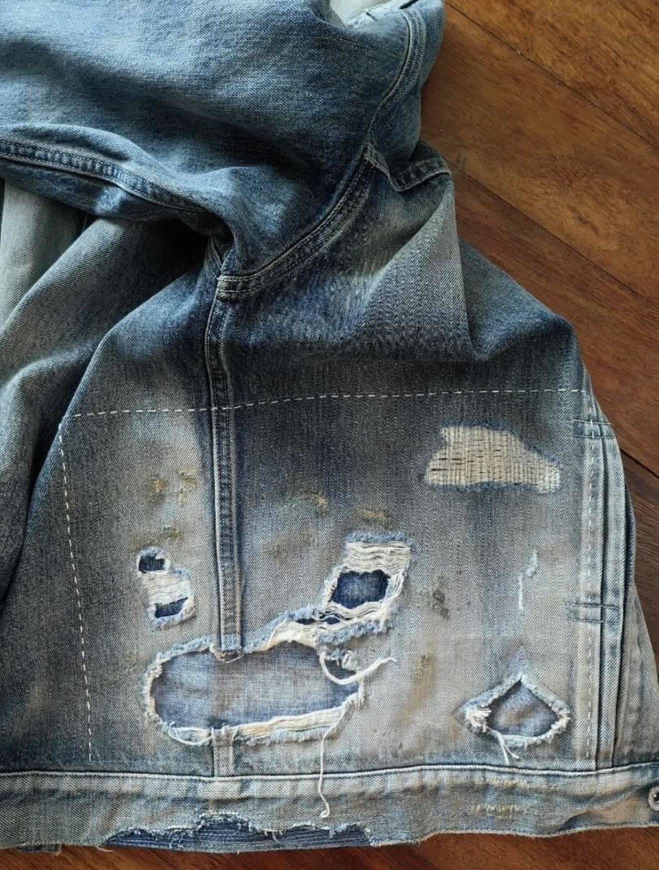 Neighborhood Neighborhood Distressed Denim Jacket Size US L / EU 52-54 / 3 - 5 Thumbnail