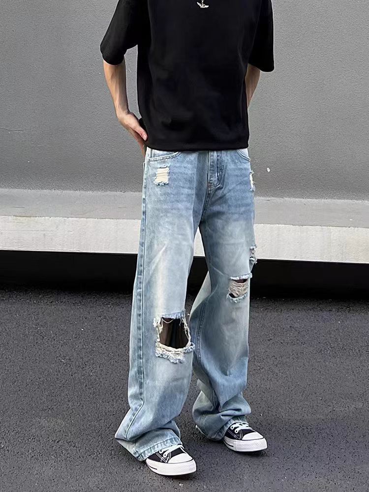 Japanese Brand × Vintage Hip Hop Street Vintage Washed Loose Ripped Jeans Size US 32 / EU 48 - 2 Thumbnail