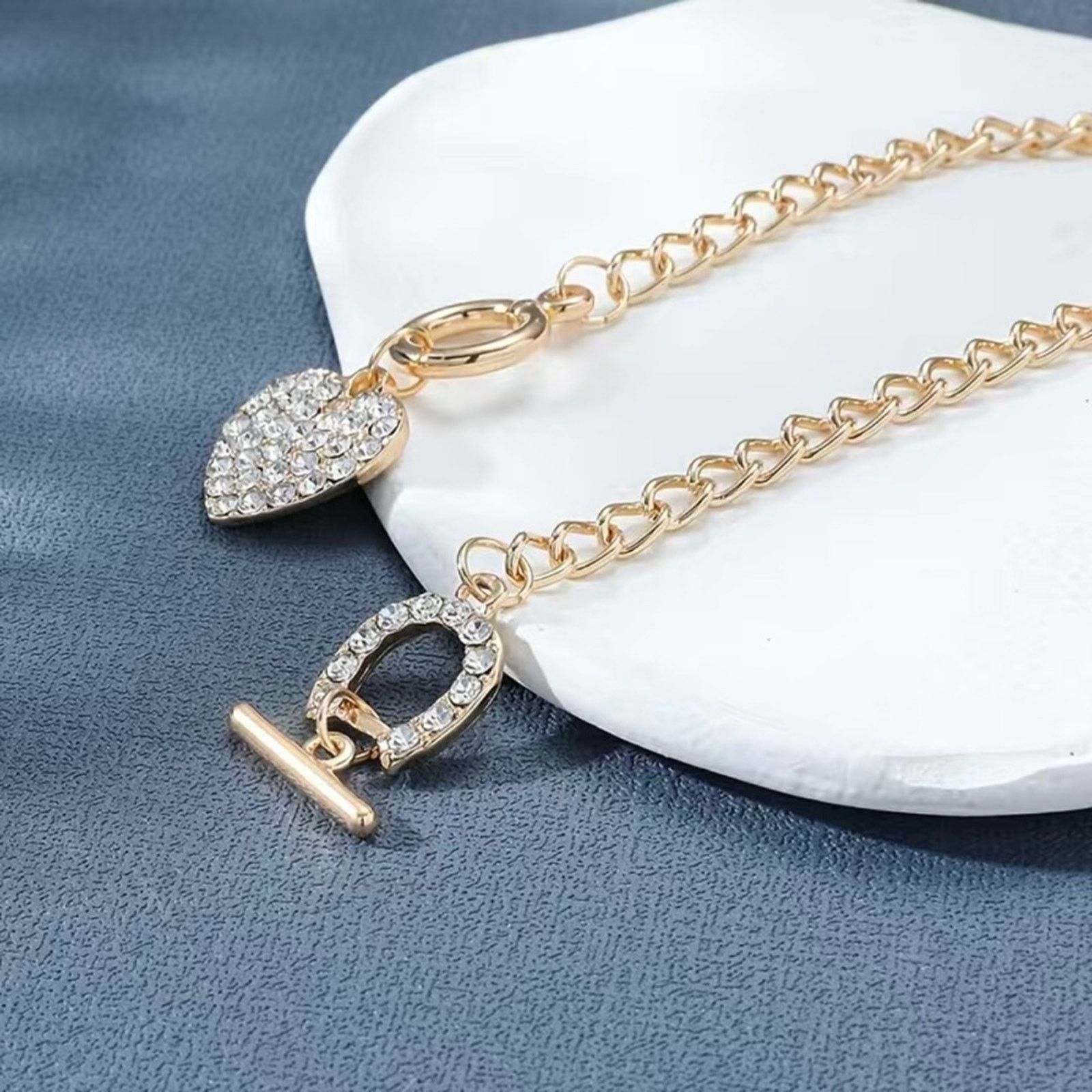 Jewelry Sparkle clear rhinestone heart slider chain necklace Size ONE SIZE - 7 Thumbnail