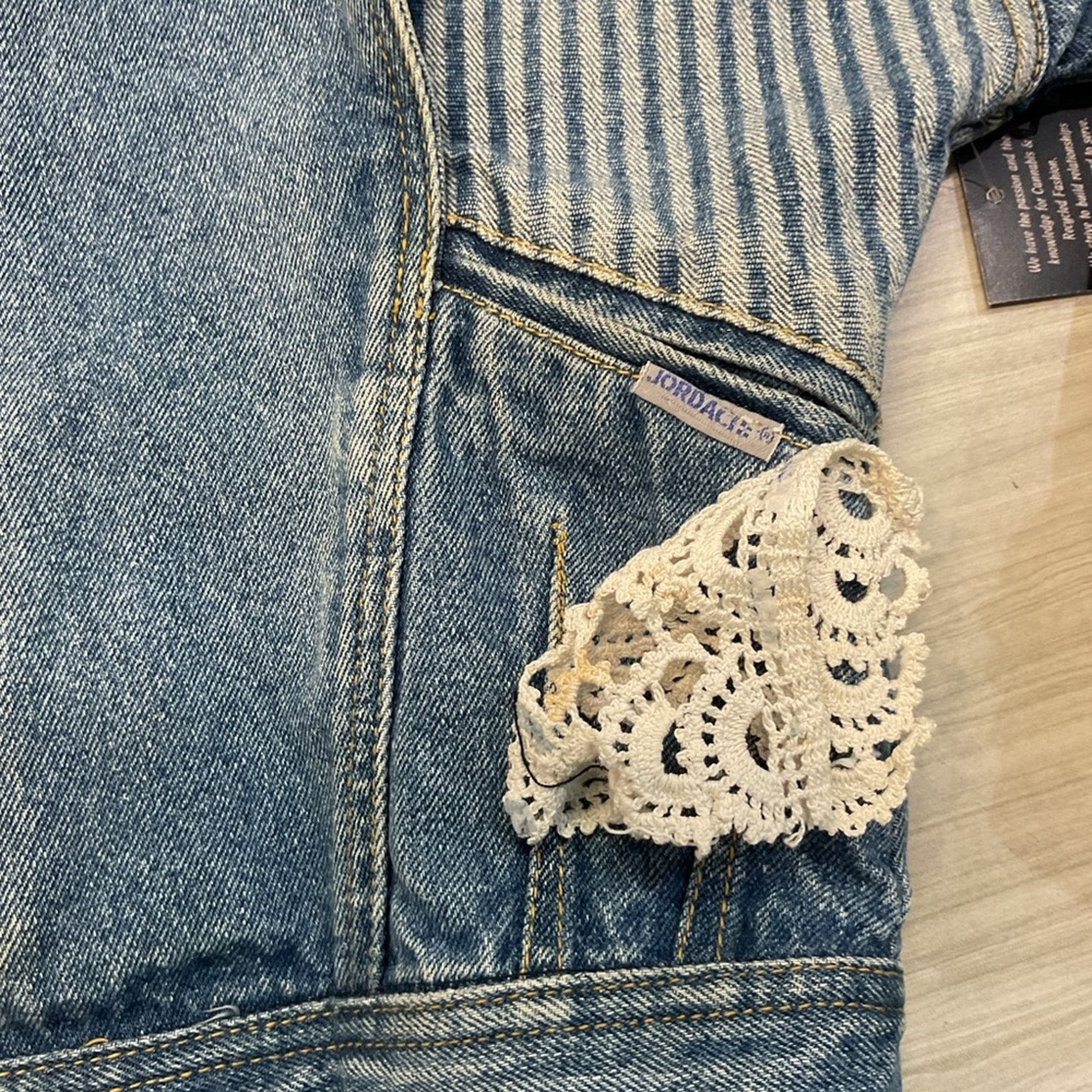 Jordache Vintage 1990s Jordache Cropped Laced Denim Jacket Size S / US 4 / IT 40 - 9 Thumbnail