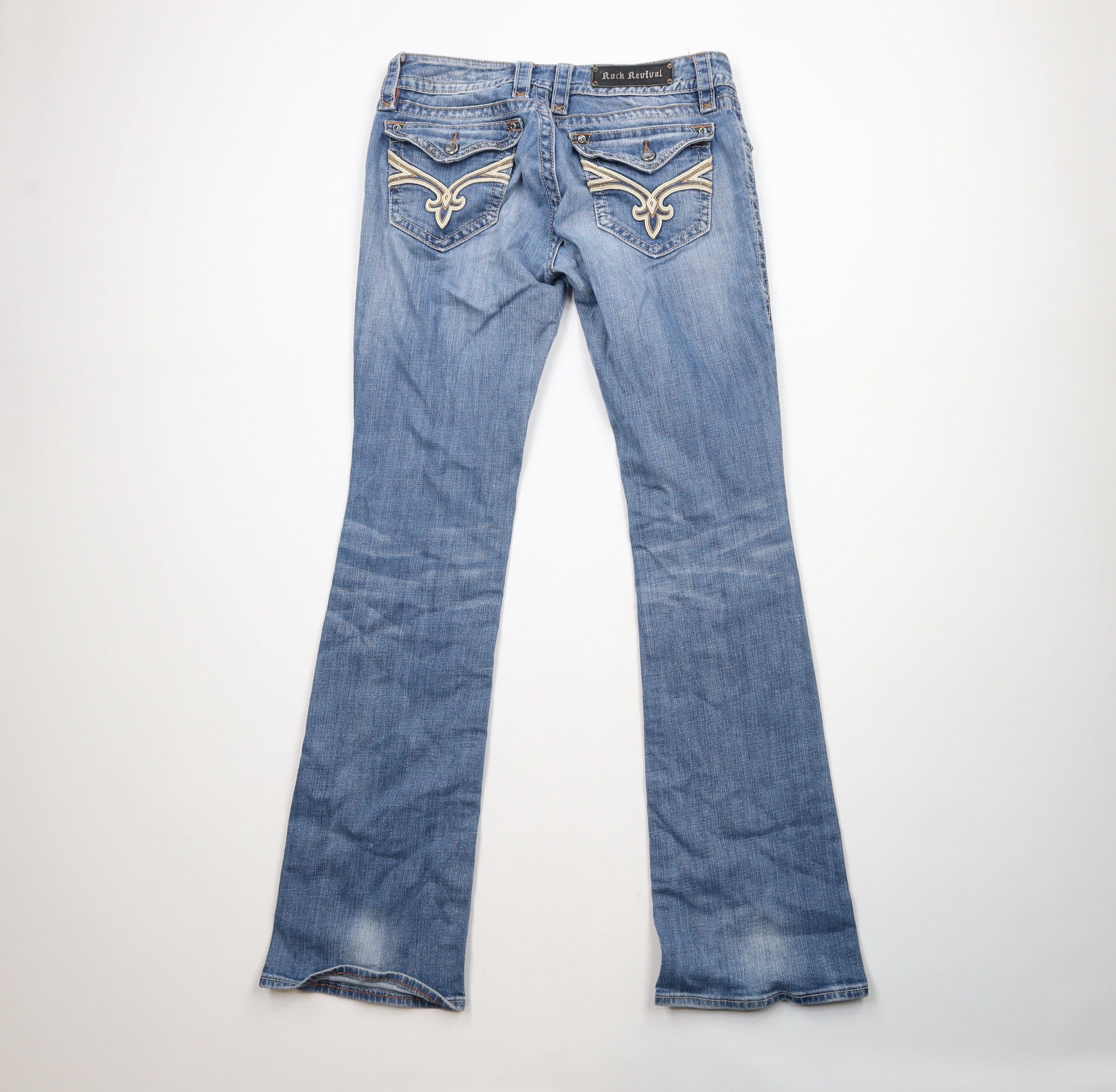 Rock Revival × Vintage Rock Revival Jeweled Jamie Boot Leg Flared Denim Jeans AS IS Size 31" - 10 Thumbnail