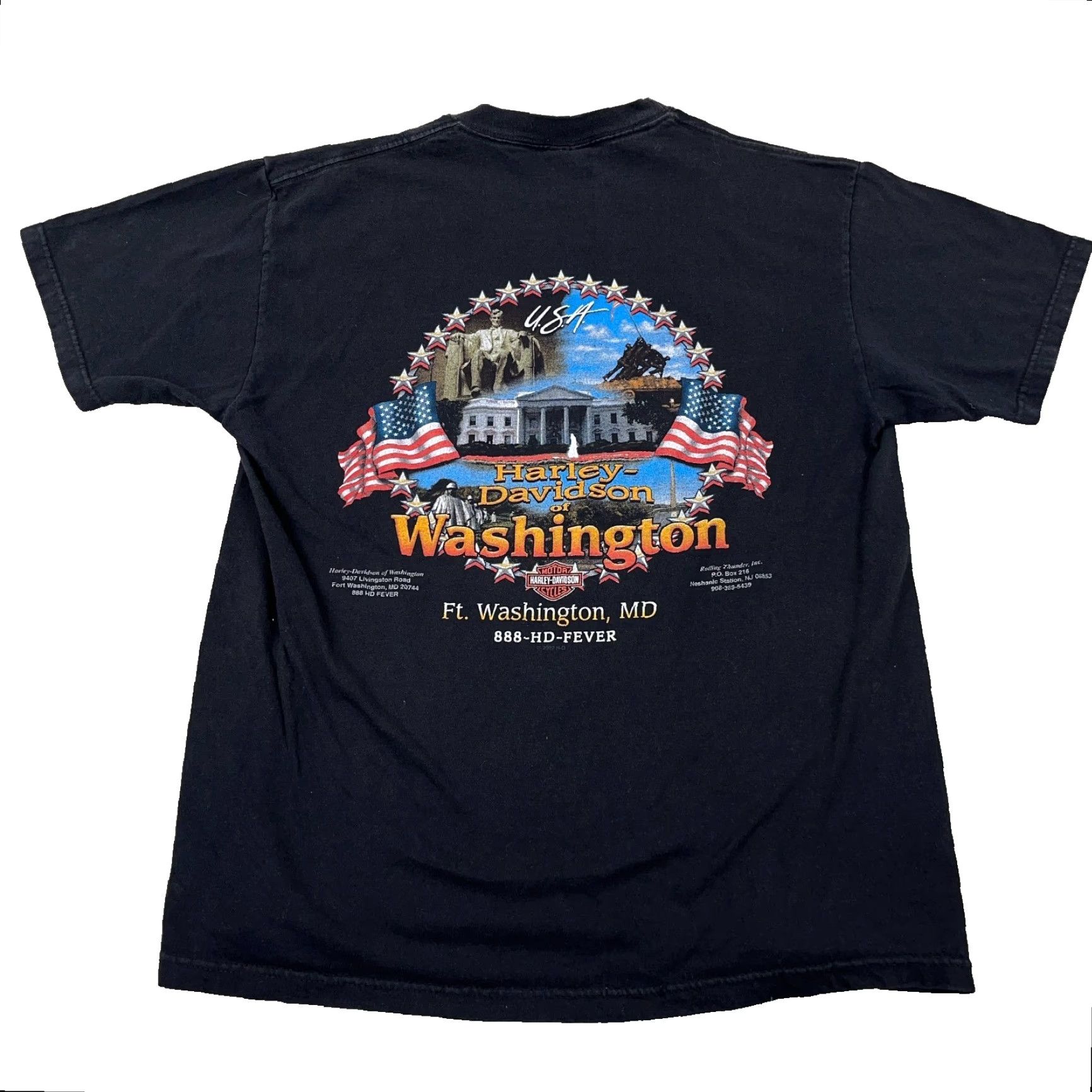 Harley Davidson VINTAGE Harley-Davidson Shirt Men Large Black Tee Rolling Thunder Ride Biker Y2K Pow Mia Size US L / EU 52-54 / 3 - 2 Thumbnail