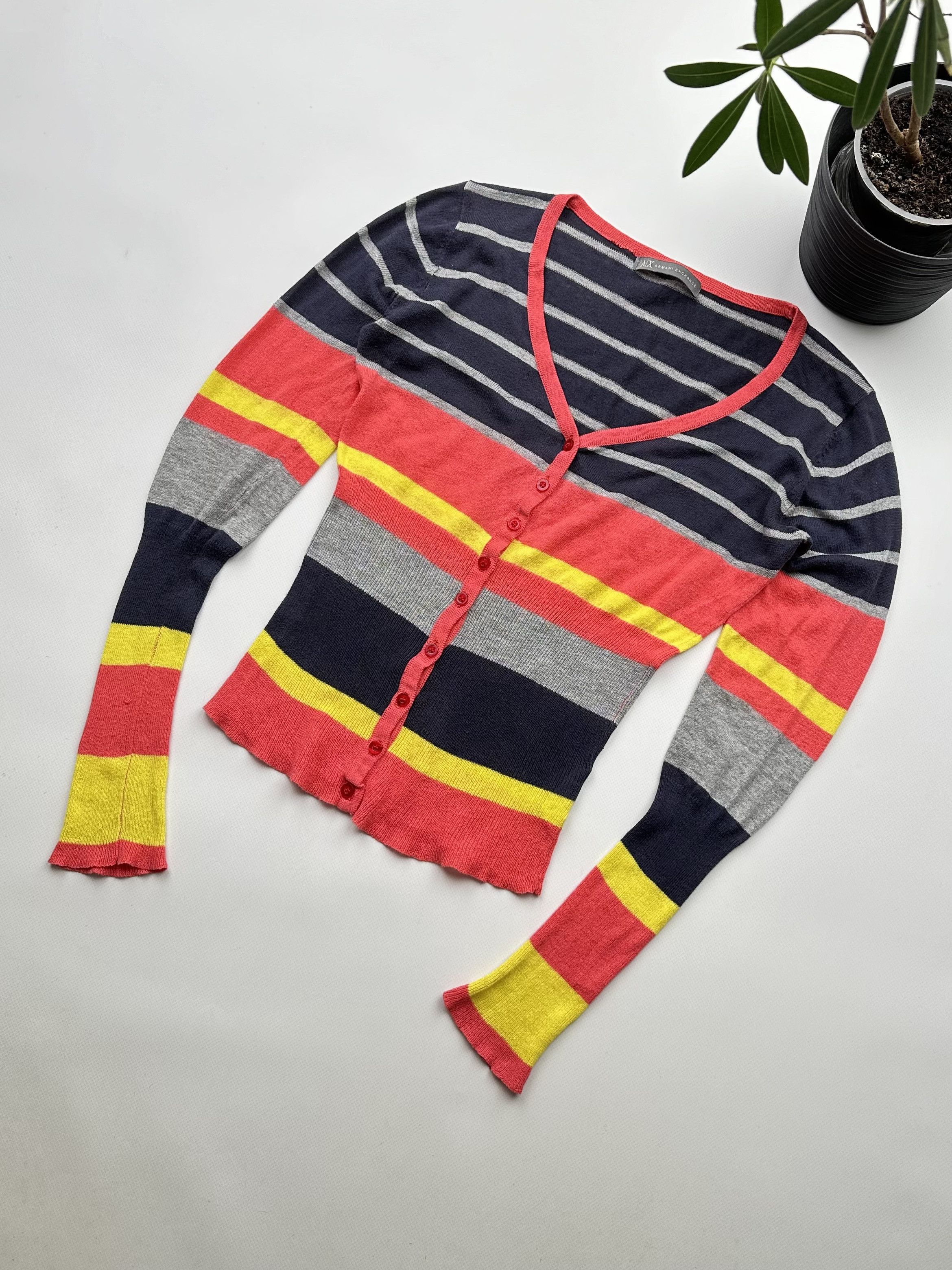 Armani Exchange Armani Exchange Vintage Striped Buttons Sweater (502) Size S / US 4 / IT 40 - 1 Thumbnail
