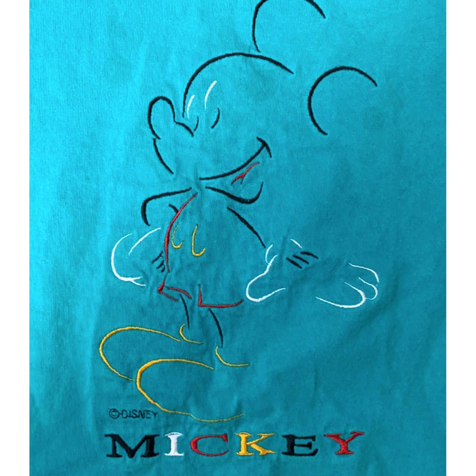 Disney VINTAGE 90s Disney Mickey Mouse Embroidered Teal T Shirt Adult Large Mens Size US L / EU 52-54 / 3 - 2 Thumbnail