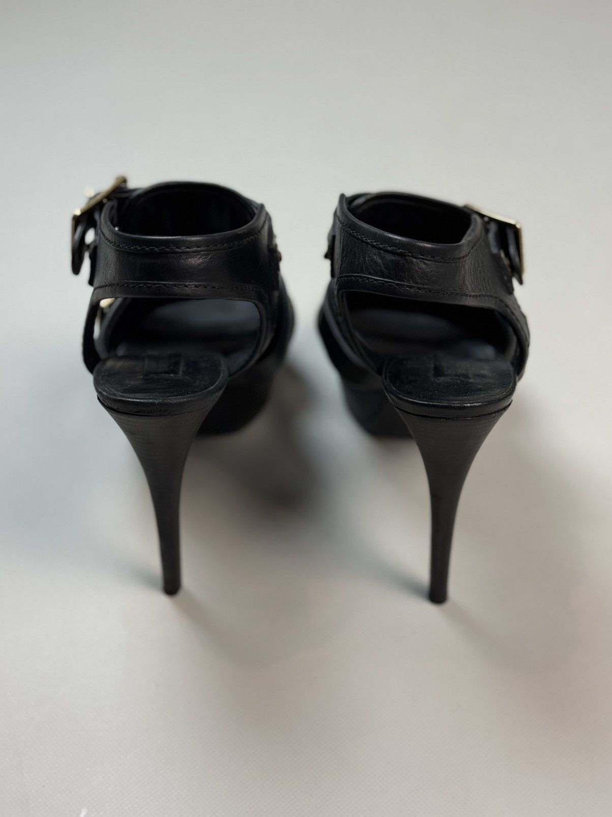 Burberry Burberry Black Leather Strappy Stiletto Buckle Heels Shoes Size US 10 / IT 40 - 13 Thumbnail