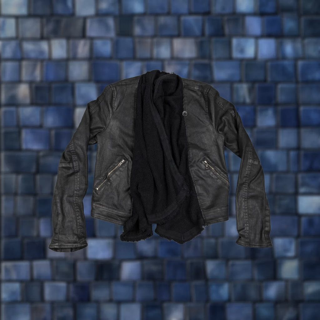 Free People Free People Jacket Womens 6 Black Denim Knit Shawl Moto Zip Pockets Collarless Jackets Size M / US 6-8 / IT 42-44 - 1 Thumbnail