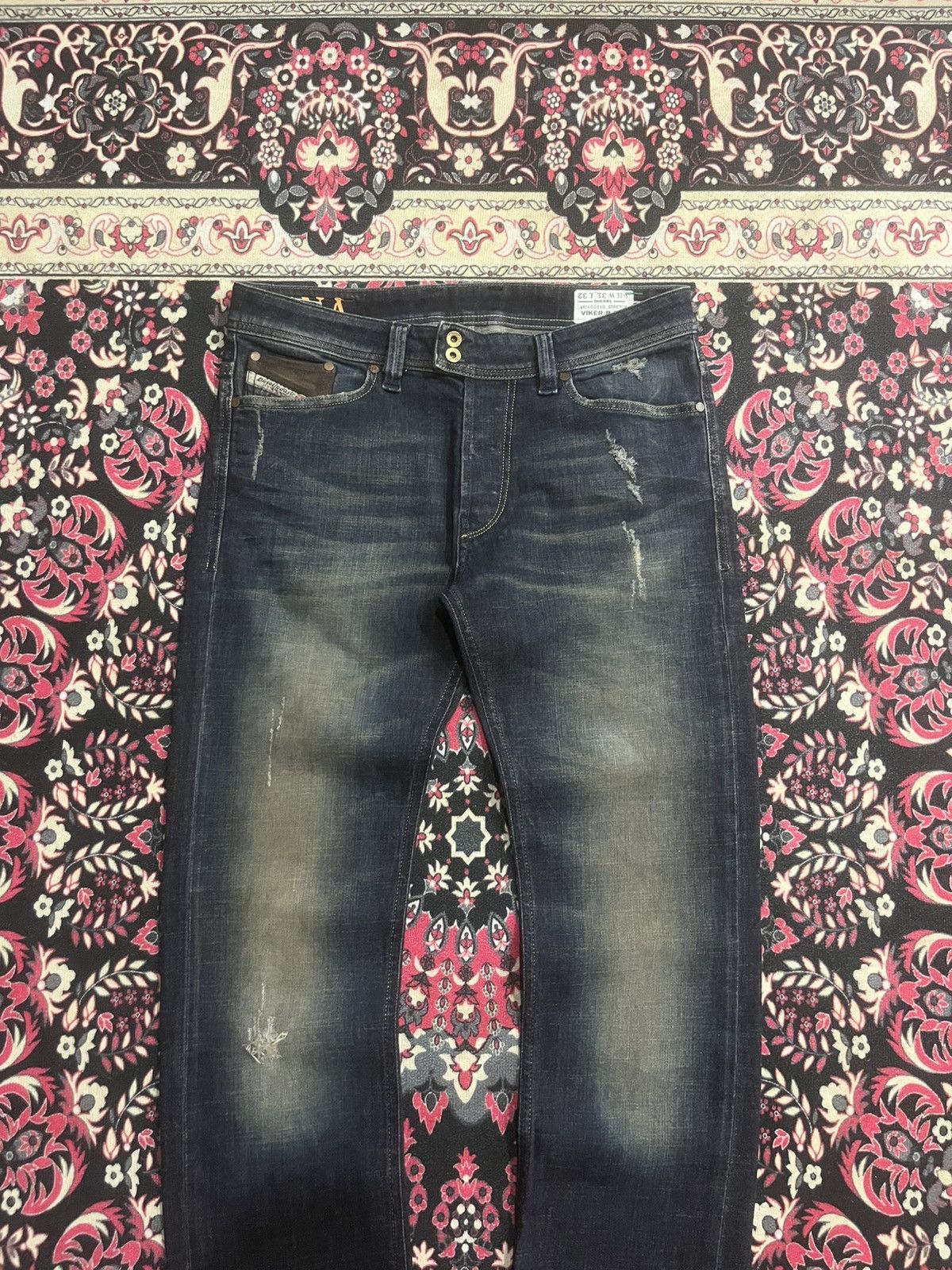Diesel Black Gold Vintage Diesel “Viker-R-Box” Regular Straight Distress Jeans Size US 31 - 3 Thumbnail