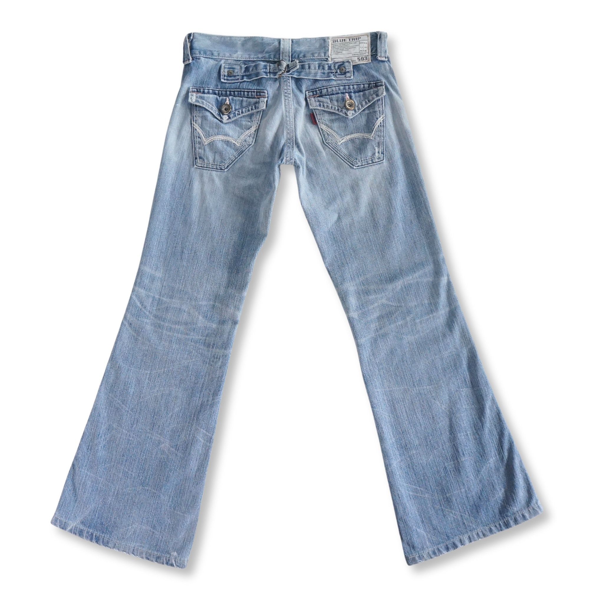 Edwin Edwin 503 Cinch Back Low Rise Flare Light Blue Jeans Size 29" - 2 Thumbnail