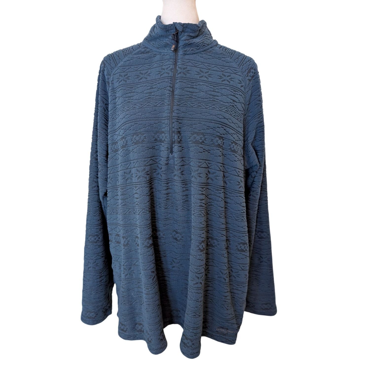 Eddie Bauer Eddie Bauer Women's Geometric Blue Quest Fleece Pullover 2XL Size XL / US 12-14 / IT 48-50 - 3 Thumbnail