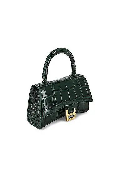 Balenciaga o1mt1gz1224 Size: OS / Hourglass Mini Handbag Forest Green Size ONE SIZE - 4 Thumbnail