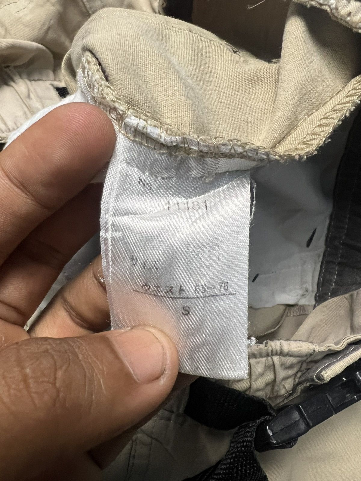 If Six Was Nine Khaki Baggy Cargo Pants with Gothic Print & Skull Patch (40) Size US 27 - 9 Thumbnail