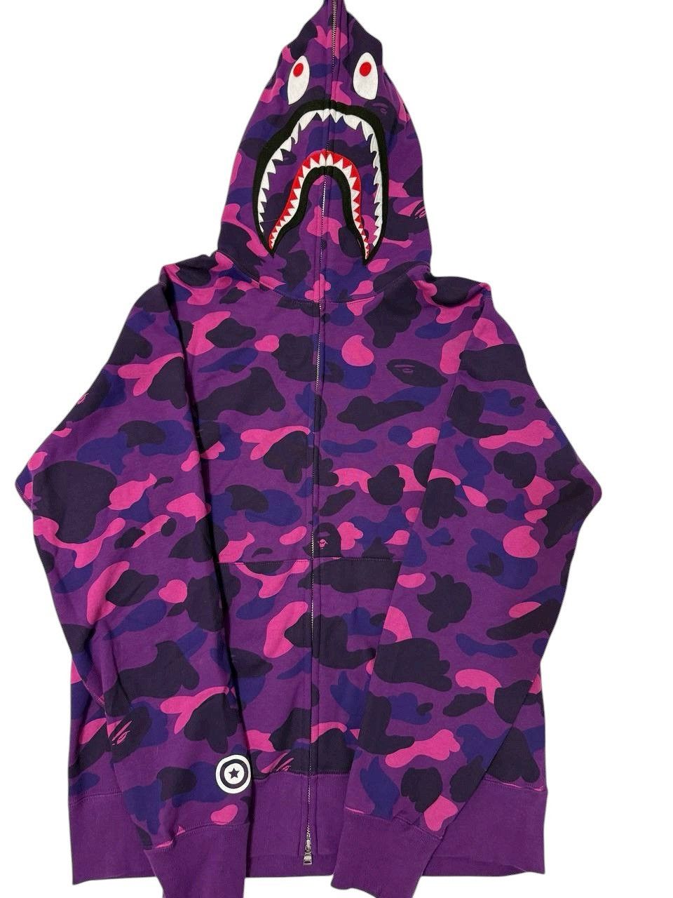 Bape Purple Shark Full Zip Up Hooded Bape Size US L / EU 52-54 / 3 - 1 Thumbnail