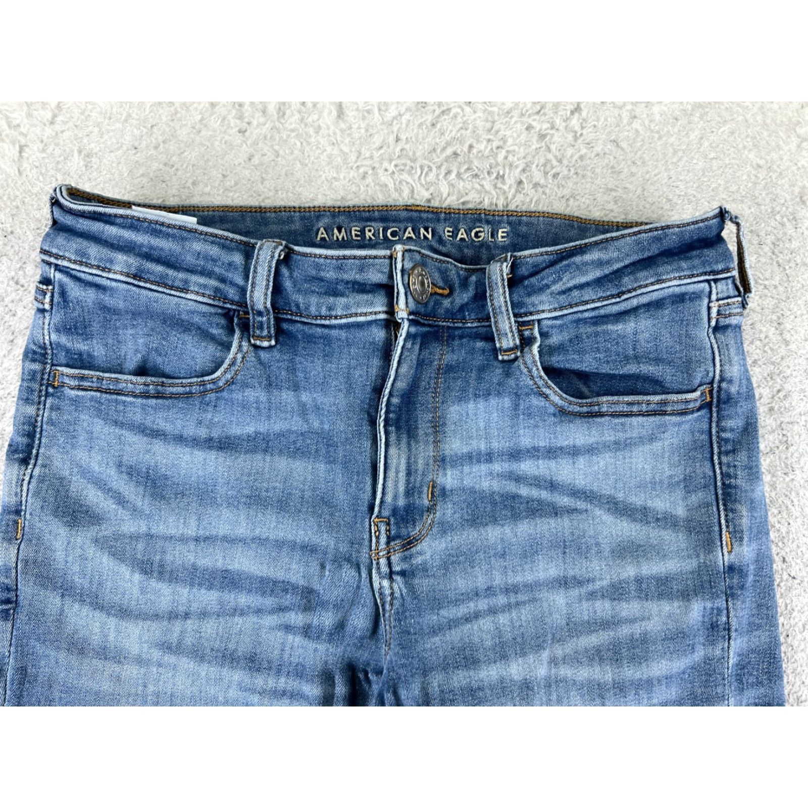 American Eagle Outfitters American Eagle Jeans Women 6 Blue Denim Skinny Next Level Stretch Mid 26x28 Size 28" / US 6 / IT 42 - 4 Thumbnail