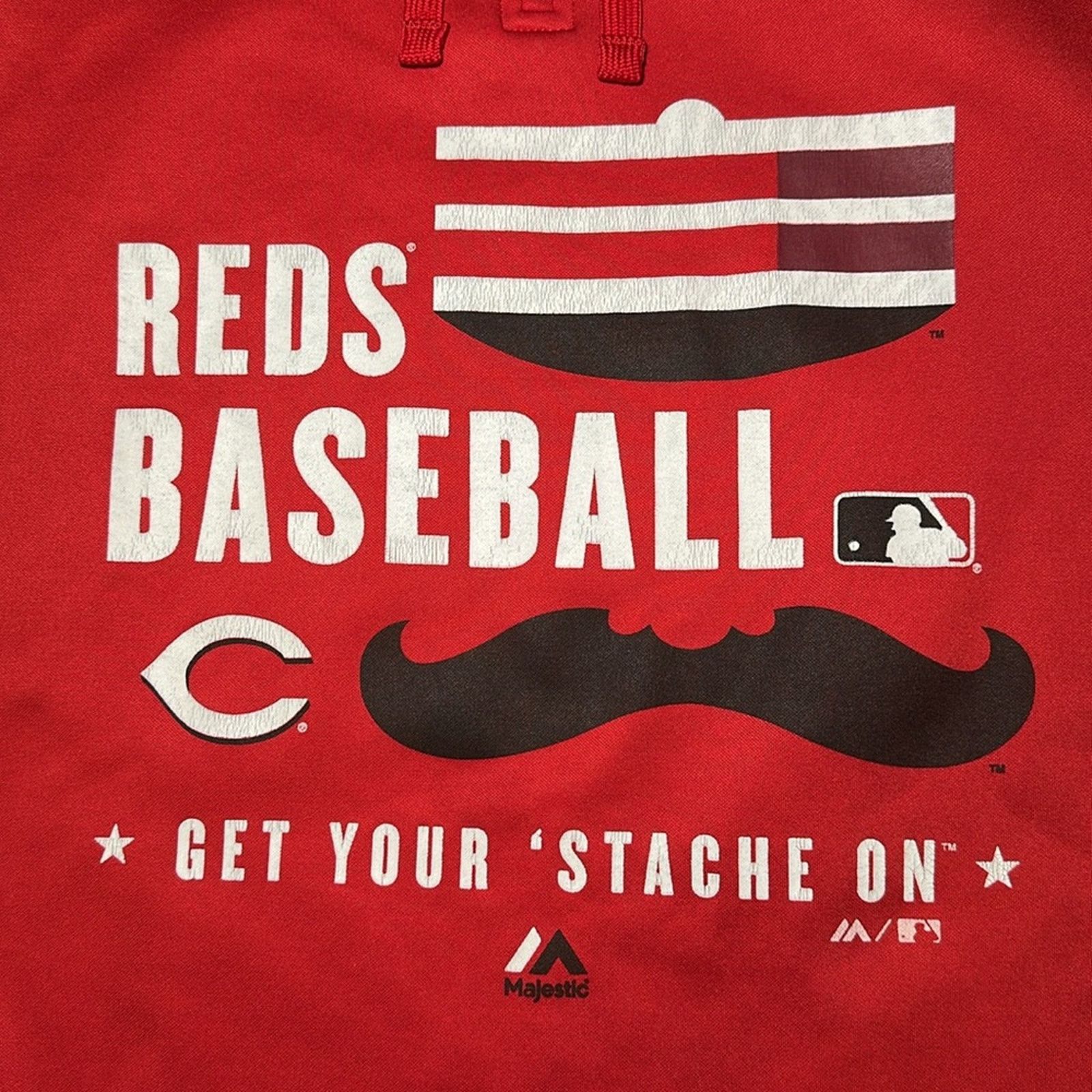 Majestic Cincinnati Reds Get Your ‘Stache On Majestic Hoodie - Medium Size US M / EU 48-50 / 2 - 5 Thumbnail
