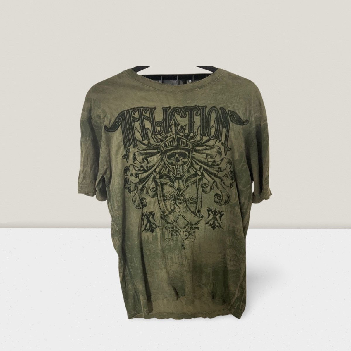 Affliction × Vintage Vintage Affliction Embossed Skull Knight Green T-Shirt Size US M / EU 48-50 / 2 - 1 Thumbnail