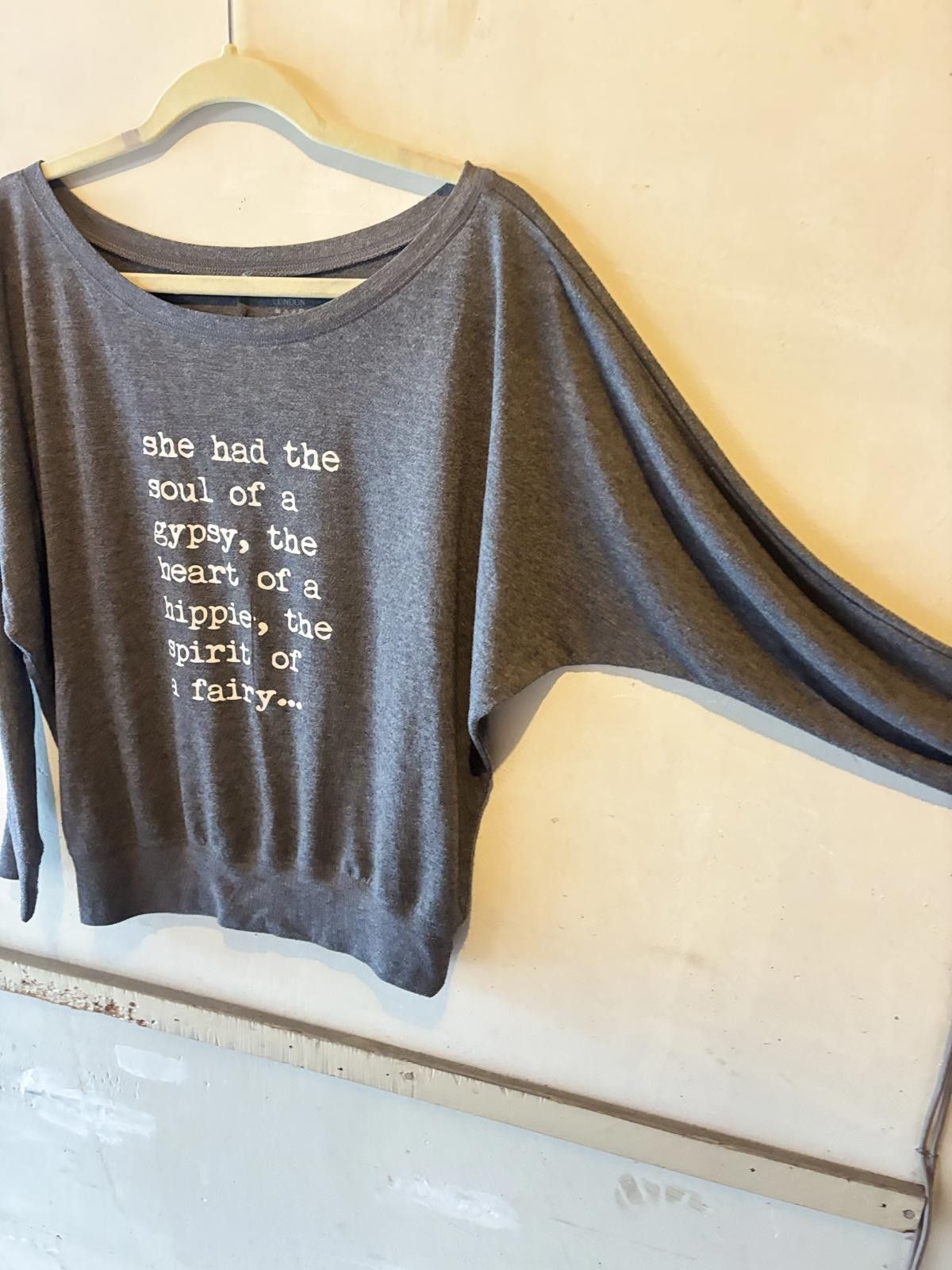Other OM & AH London Gray Women's Jersey Top with Quote Size M / US 6-8 / IT 42-44 - 3 Thumbnail