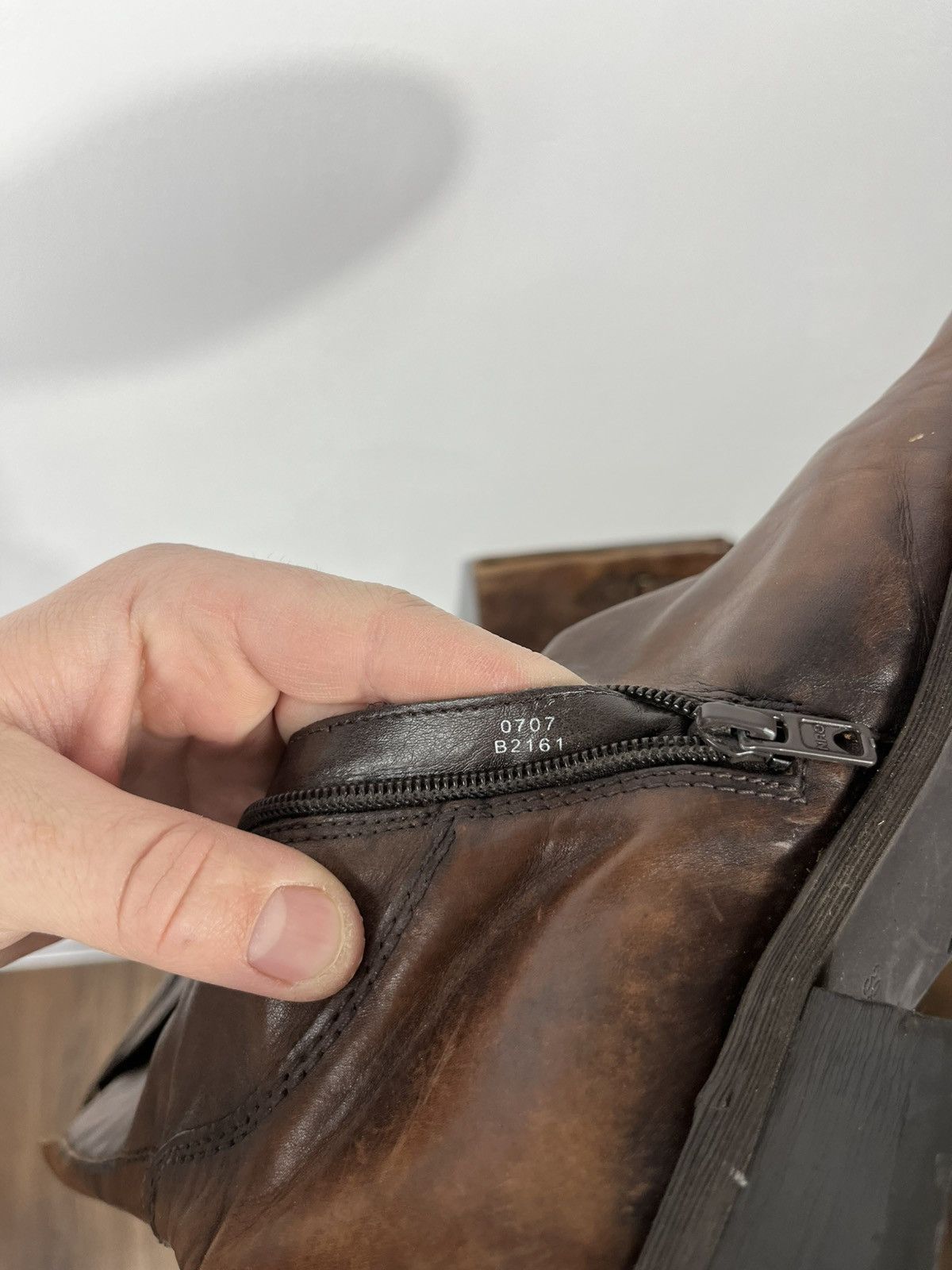 Leather Brown Leather Tall Boots Buckle Strap Zip Closure EU 39 Size US 8.5 / IT 38.5 - 21 Thumbnail