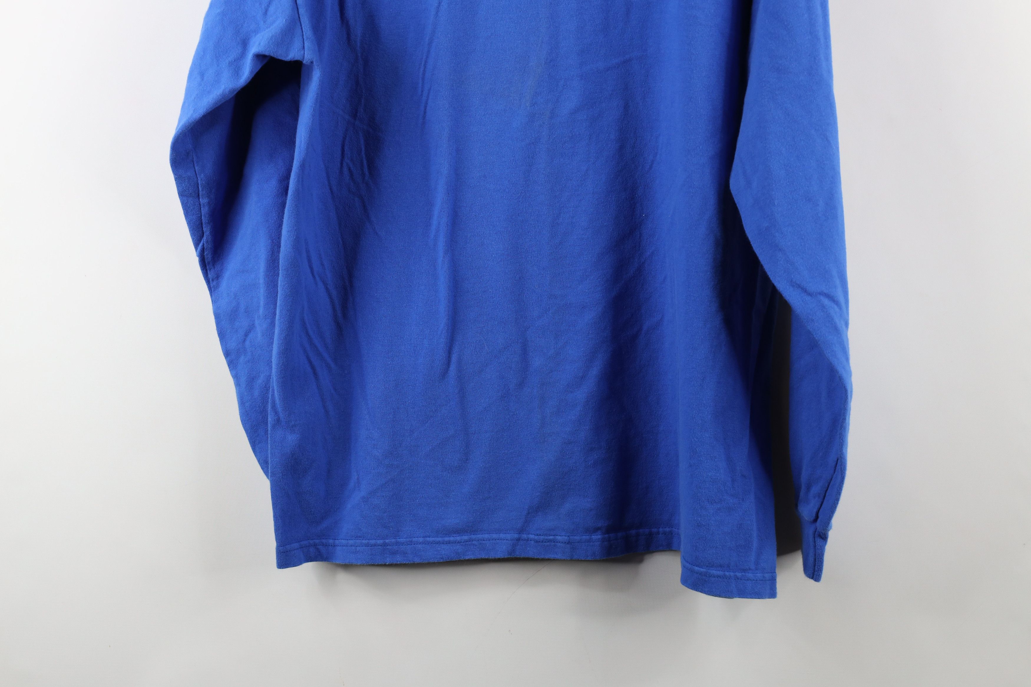 Hanes × Vintage Vintage 90s Hanes Beefy Long Sleeve T-Shirt Blue Cotton Size US L / EU 52-54 / 3 - 13 Thumbnail