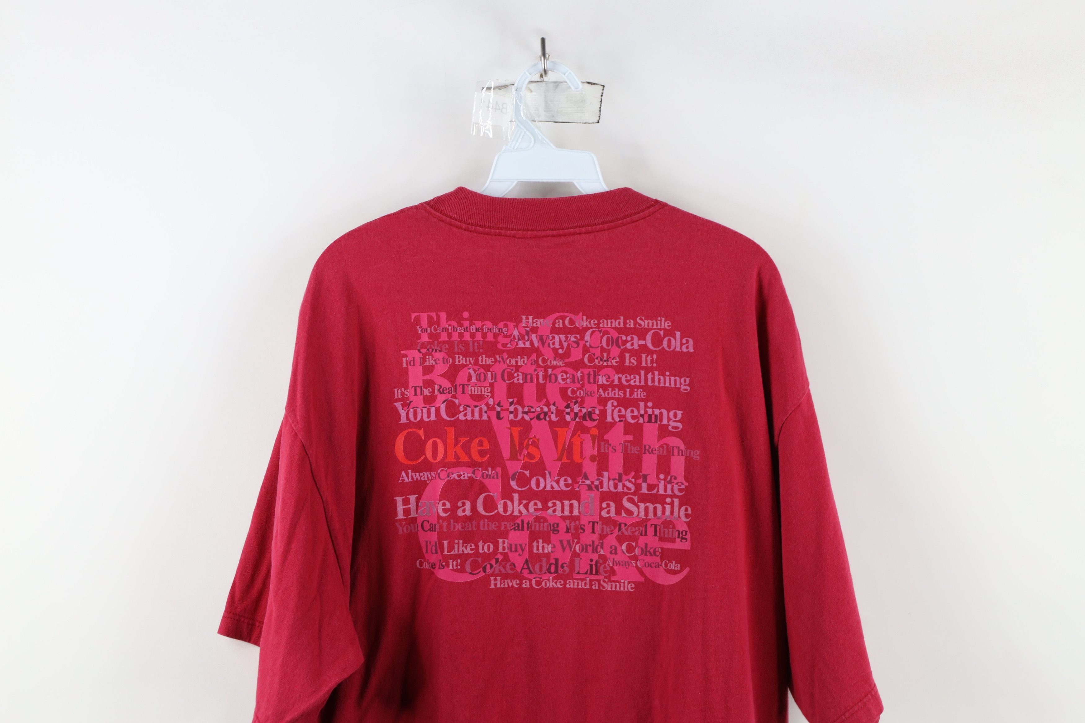Coca Cola × Vintage Vintage 90s Coca Cola Spell Out Heavyweight T-Shirt Red USA Size US XL / EU 56 / 4 - 12 Thumbnail