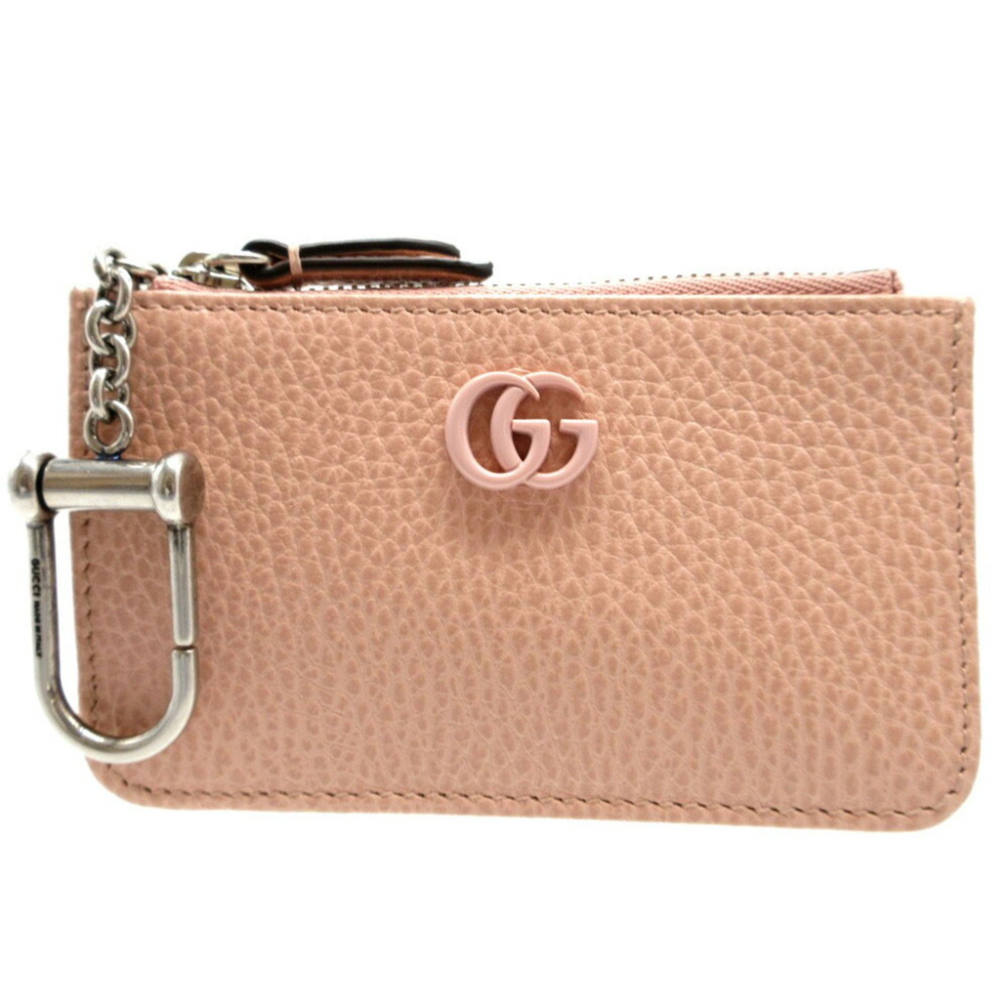 image of Gucci 701070 Double G Leather Pink Coin Case, Women's