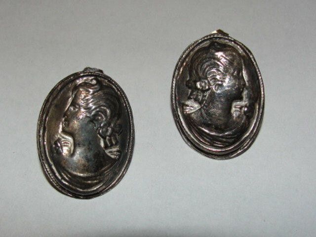 Handmade Sterling Silver Art Nouveau Inspired Cameo Earrings Size ONE SIZE - 3 Thumbnail