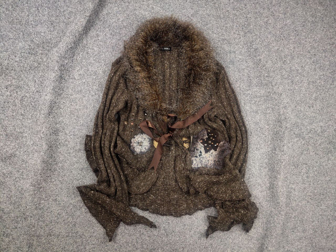 If Six Was Nine Zone Bleue vintage Y2K Brown Knit Sweater ruffle sleeves LGB Size M / US 6-8 / IT 42-44 - 1 Thumbnail