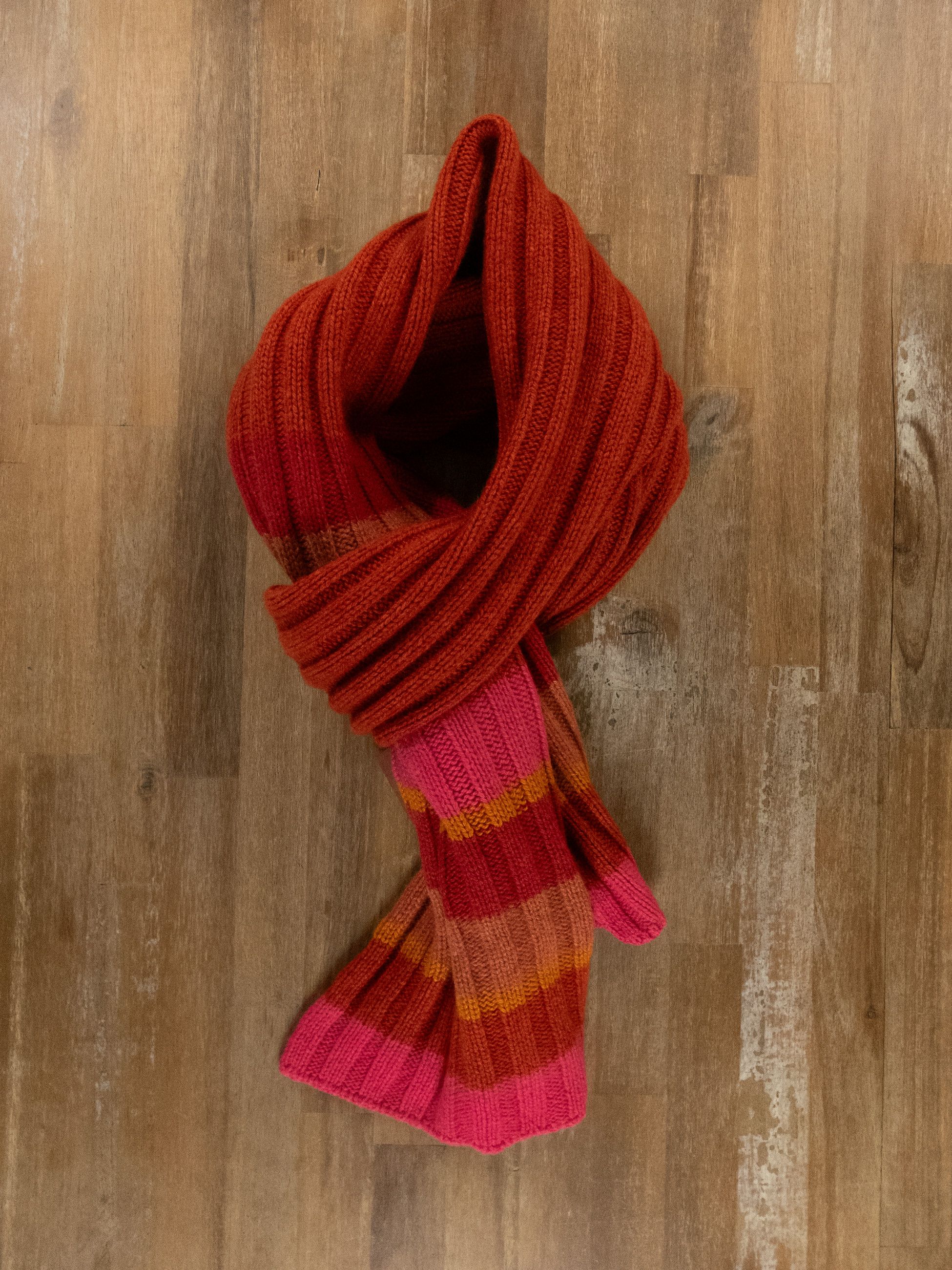 Loro Piana LORO PIANA Deer Valley red pink orange knit cashmere scarf Size ONE SIZE - 4 Thumbnail